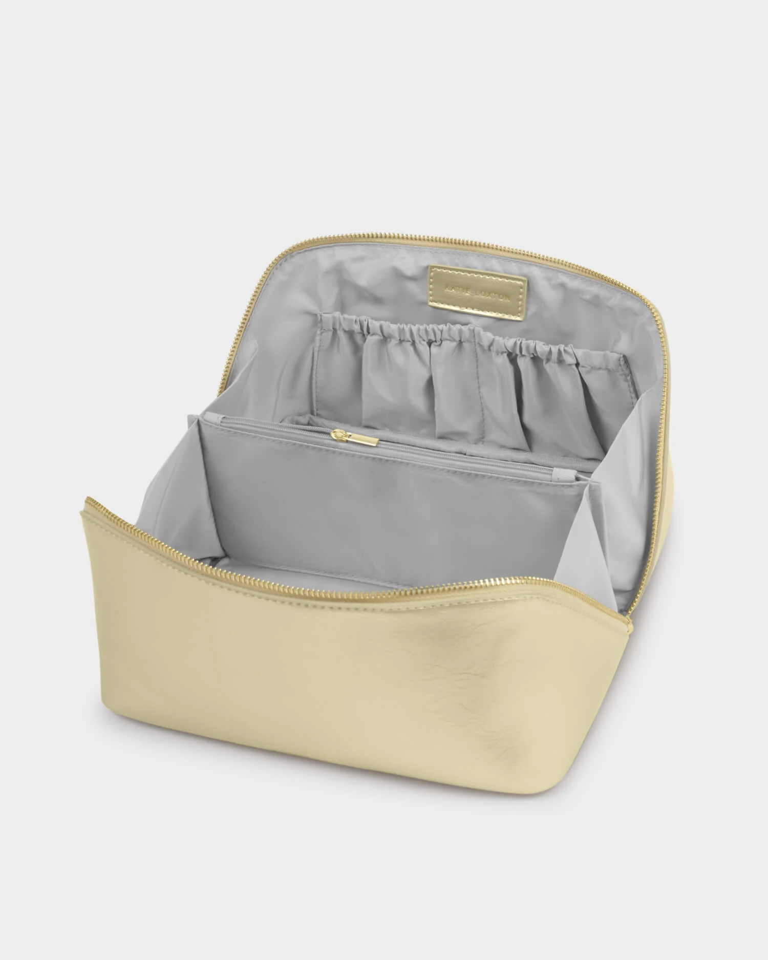 Katie Loxton Large Patent Crackle Make Up Wash Bag - Gold - Image 2