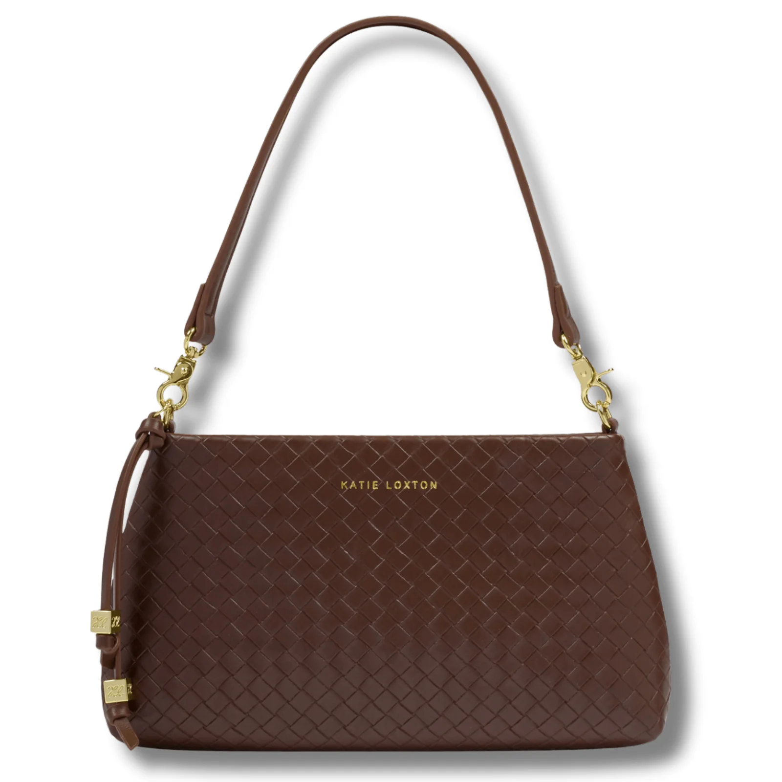 Katie Loxton Nova Hand Woven Small Slim Shoulder Bag - Chocolate