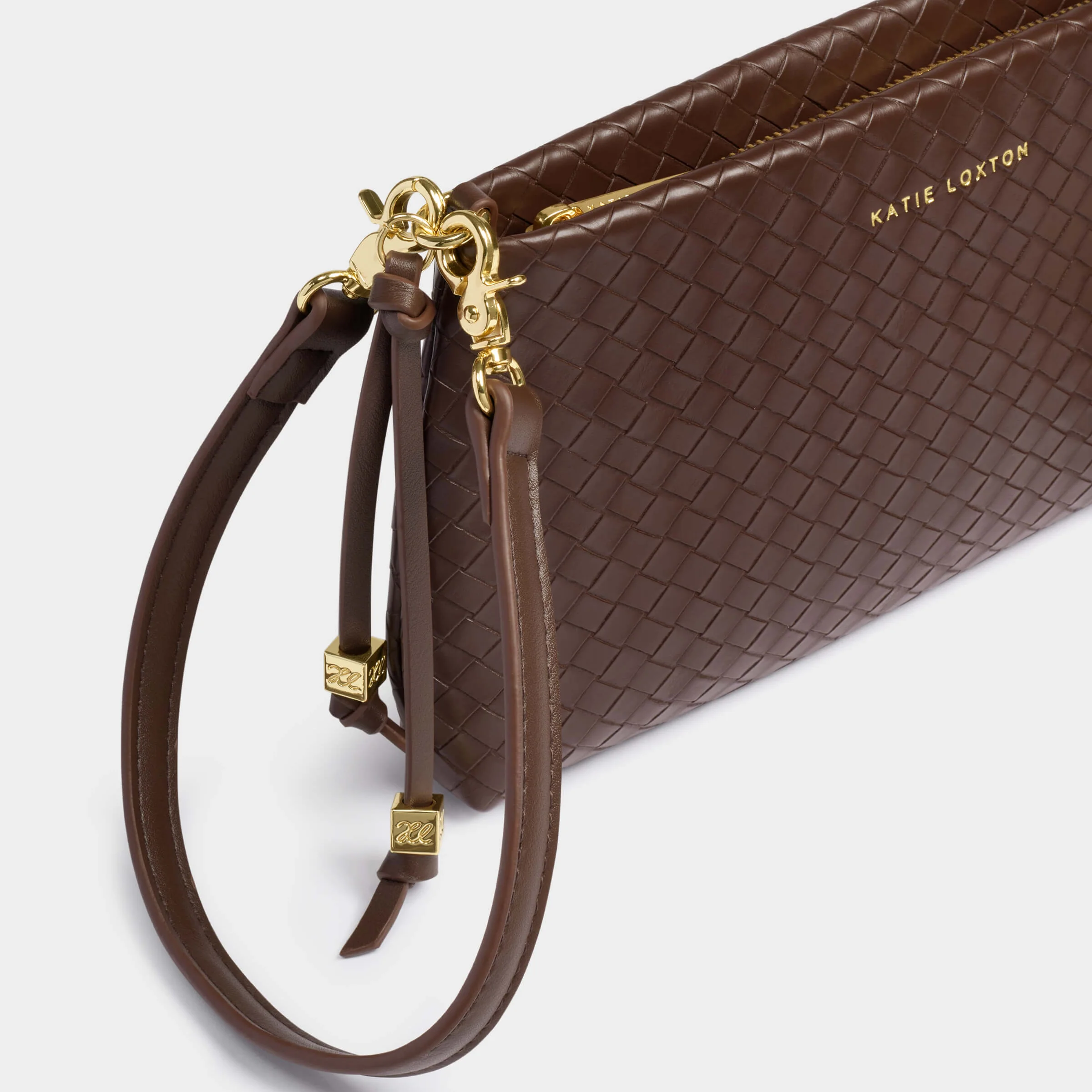 Katie Loxton Nova Hand Woven Small Slim Shoulder Bag - Chocolate - Image 2