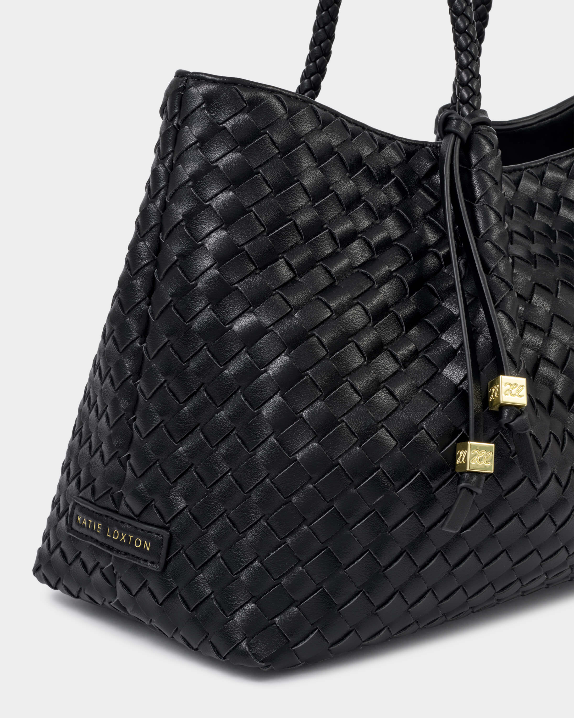 Katie Loxton Nova Hand Woven Small Shoulder Bag - Black - Image 4