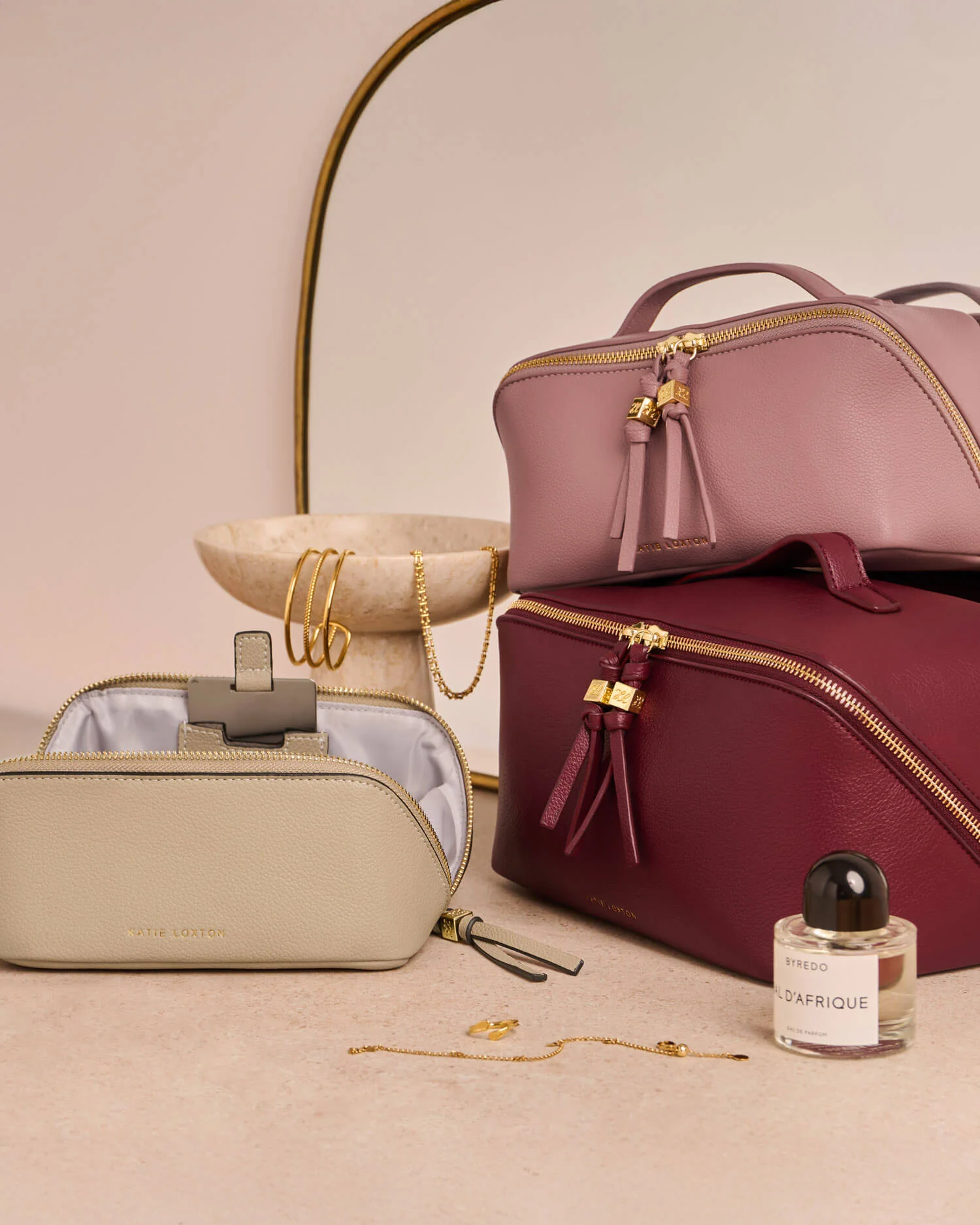 Katie Loxton Soho Large Make Up Wash Bag - Cherry - Image 2