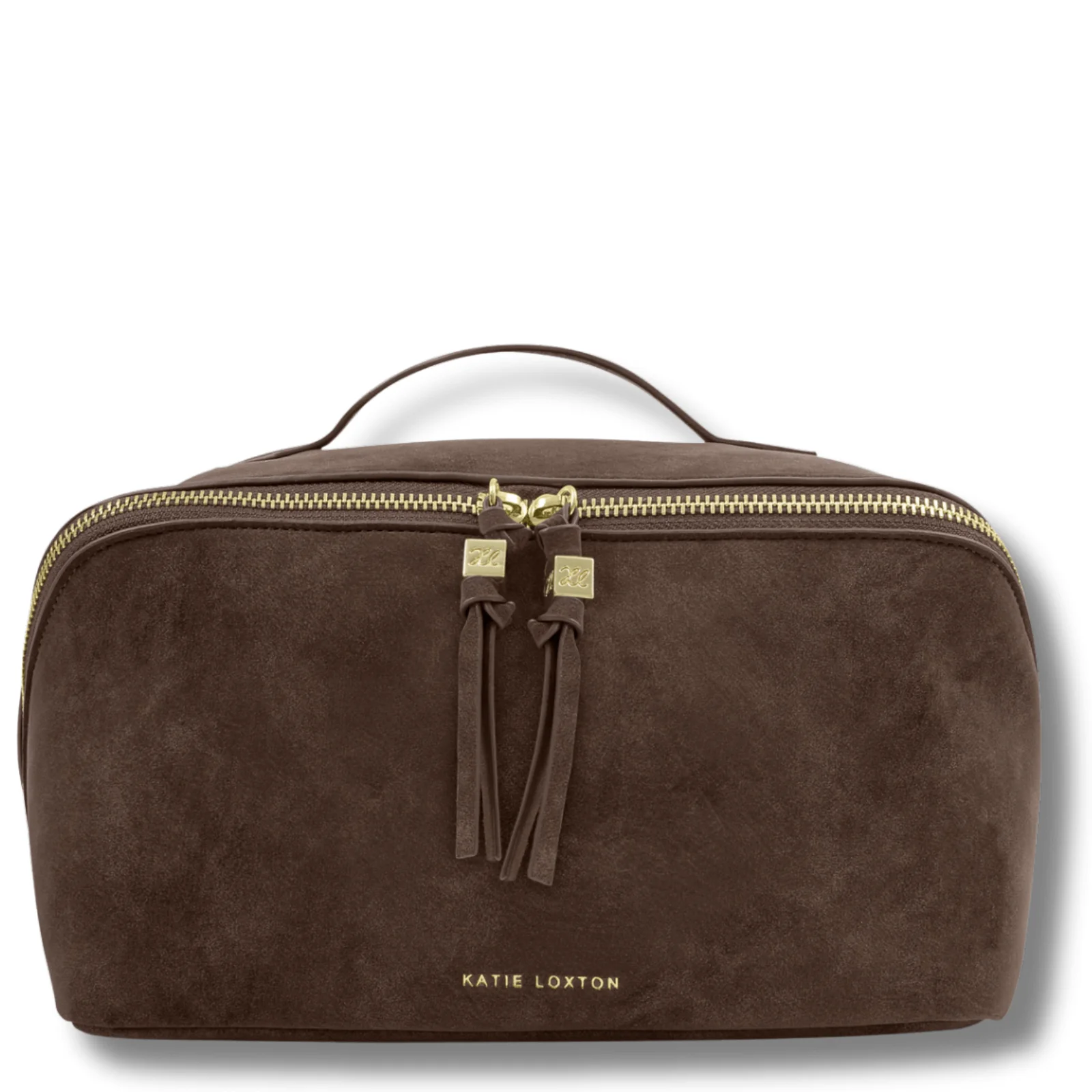 Katie Loxton Soho Large Make Up Wash Bag - Chocolate Suedette