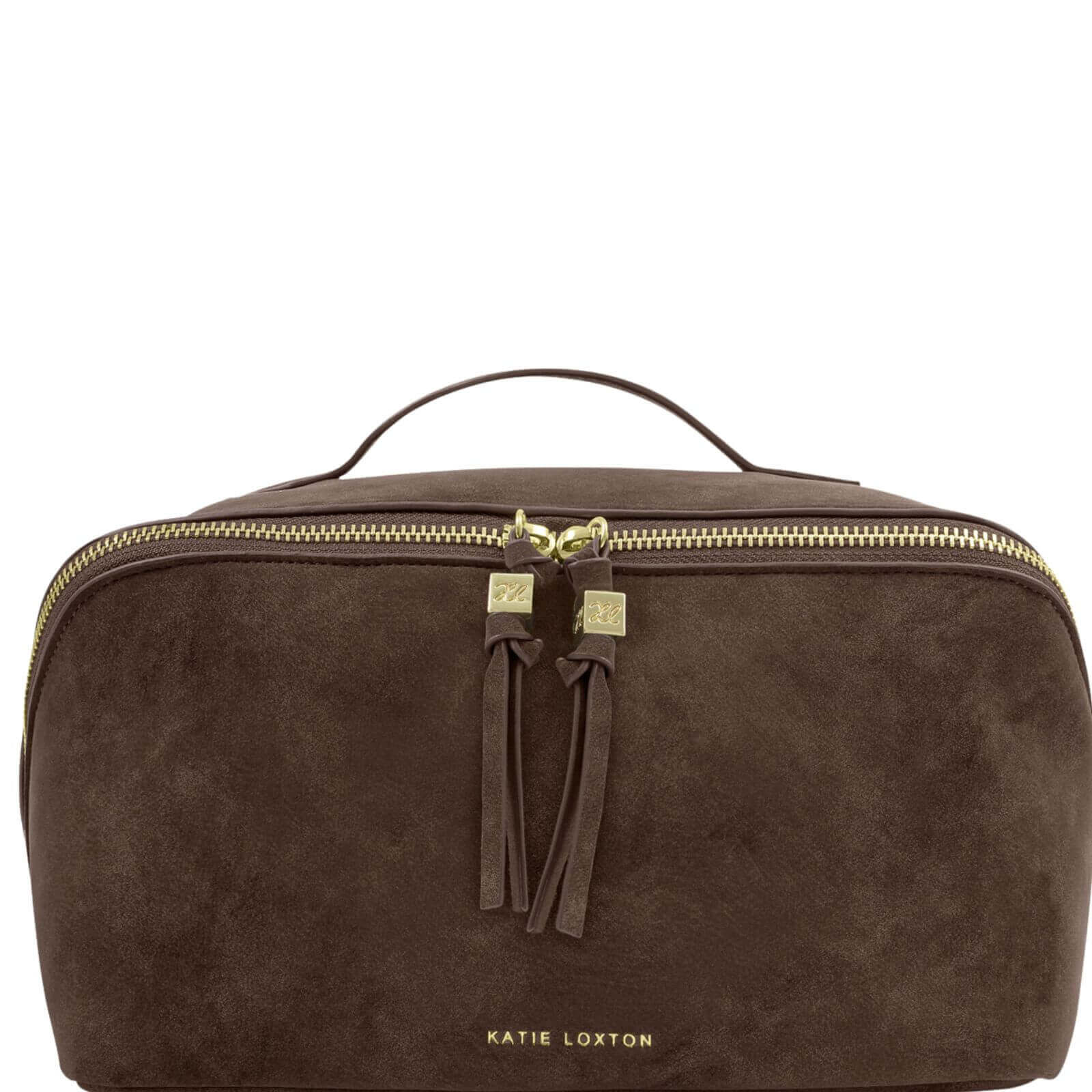 Katie Loxton Soho Large Make Up Wash Bag - Chocolate Suedette - Image 2