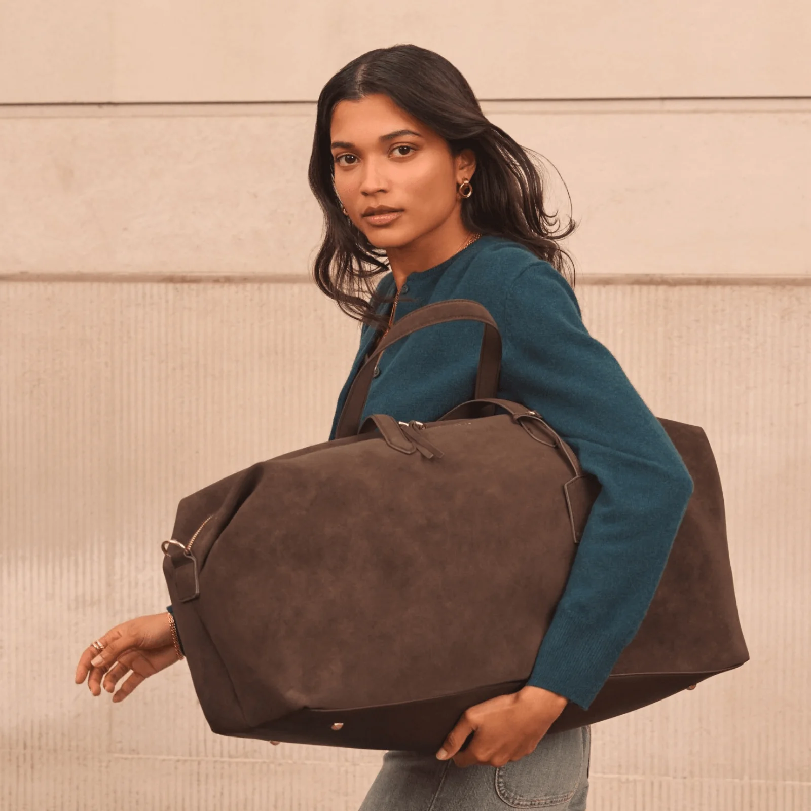 Katie Loxton Soho Weekend Holdall Bag - Chocolate Suedette - Image 4