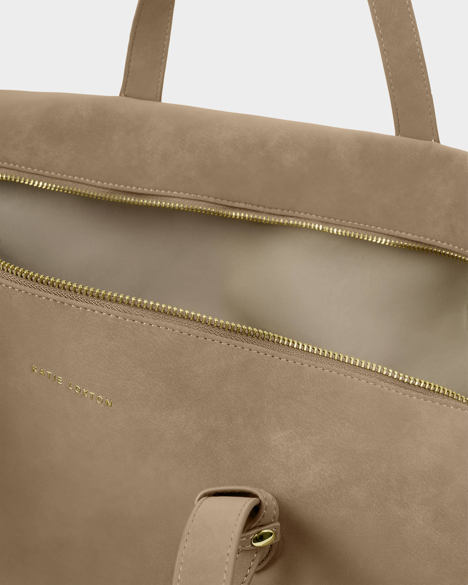 Katie Loxton Soho Weekend Holdall Bag - Taupe Suedette - Image 4