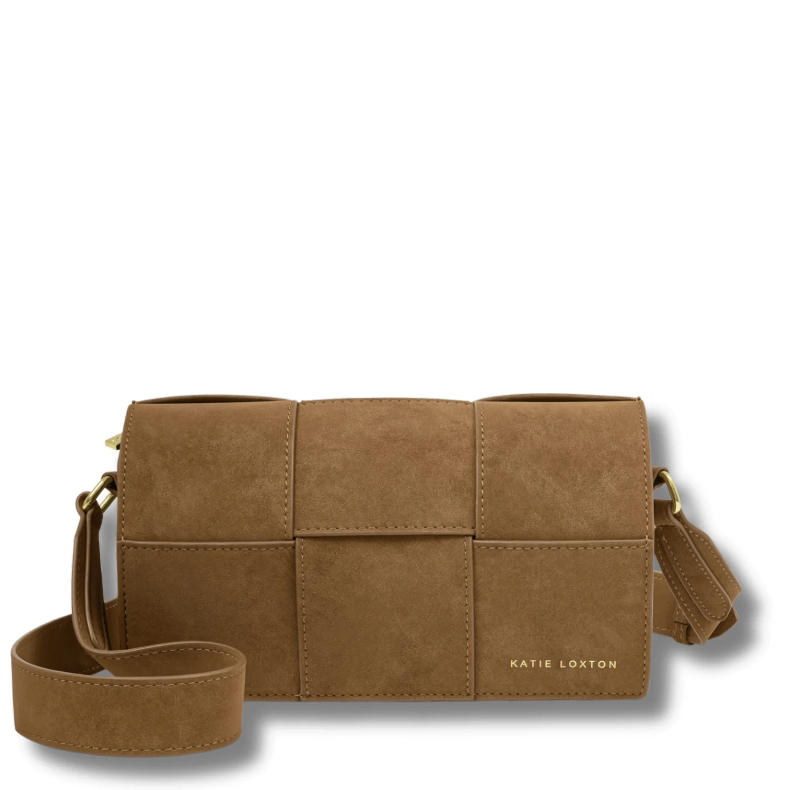 Katie Loxton Taya Woven Crossbody Bag - Caramel Suedette
