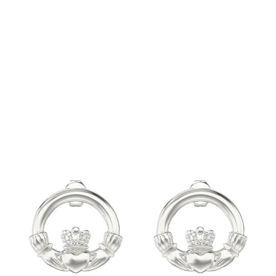 Sterling Silver Claddagh Stud Earrings