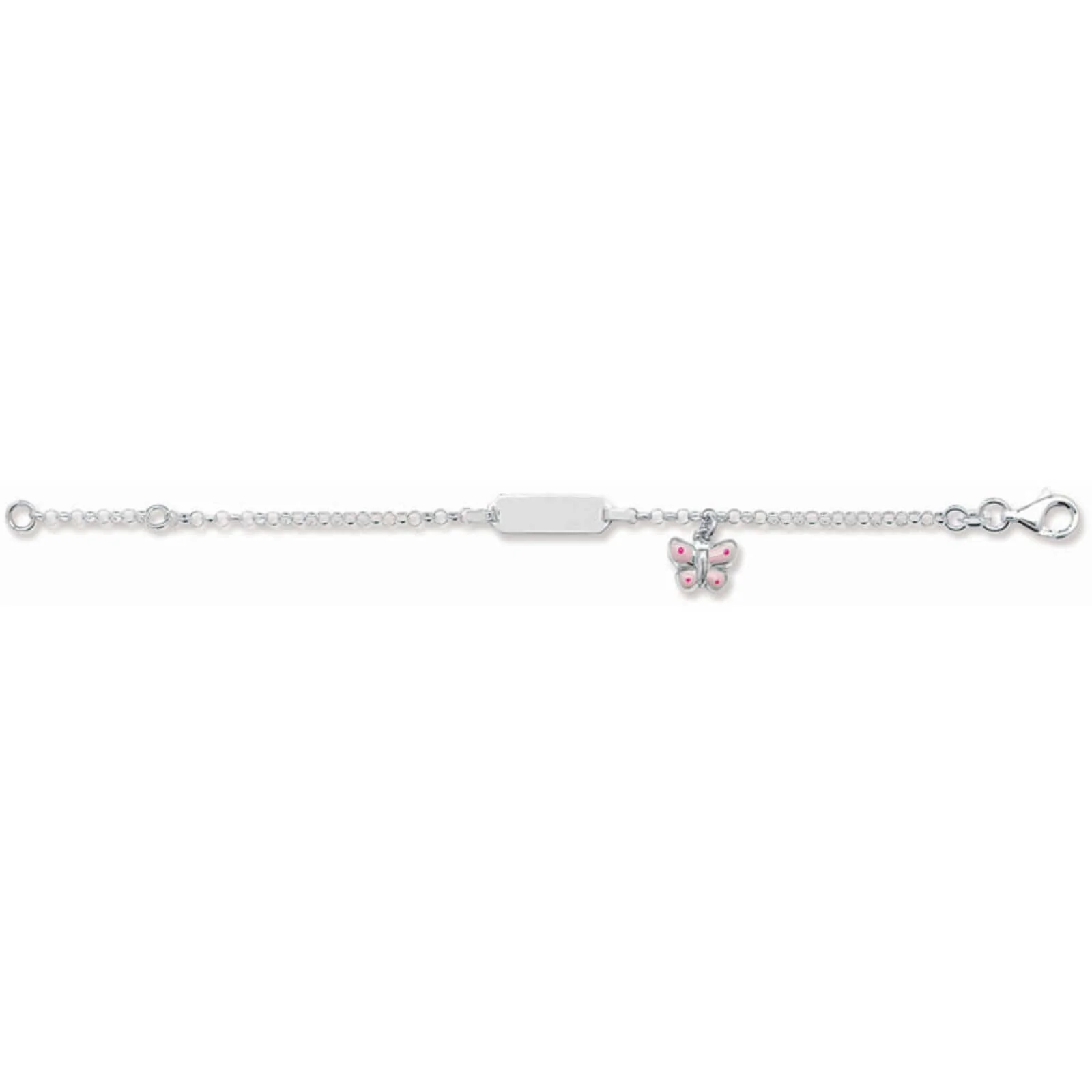 Kids Sterling Silver ID Bracelet With Butterfly Charm - Image 2