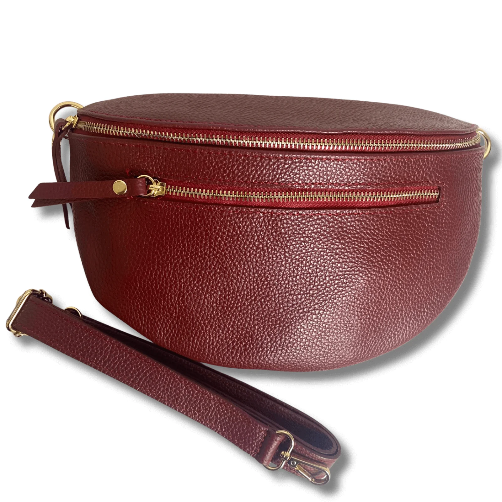 Large Wine Leather Sling Bag