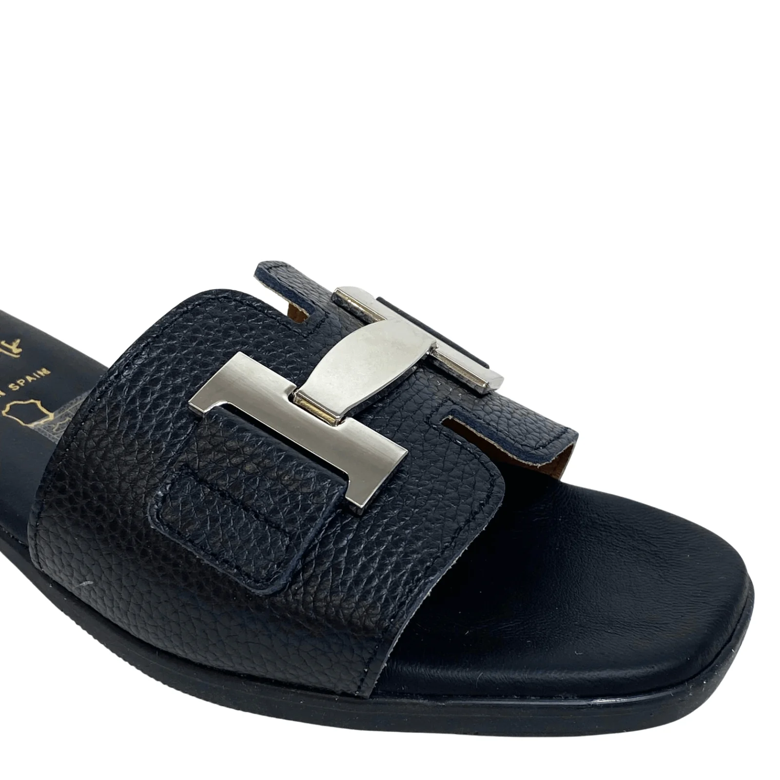 Oh My Sandals Black Leather Slip On Mules - Image 2