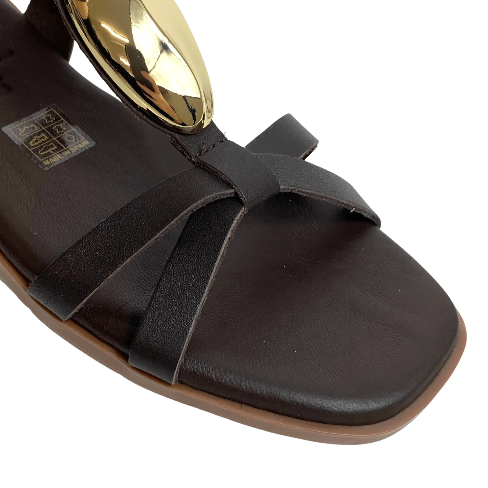 Oh My Sandals Brown Leather Flat Strappy Sandals - Image 2