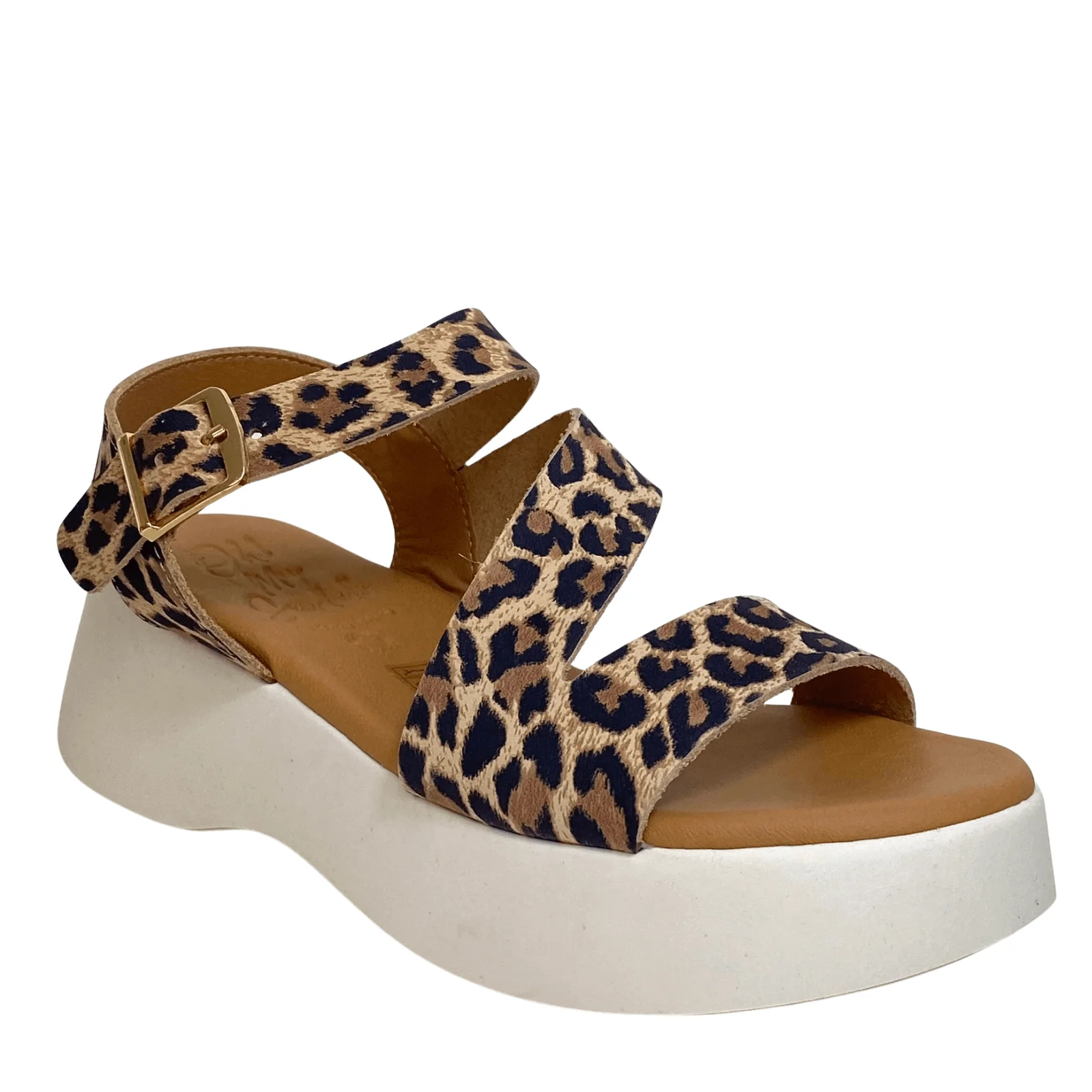 Oh My Sandals Leopard Chunky Buckle Ankle Strap Sandals - Image 2