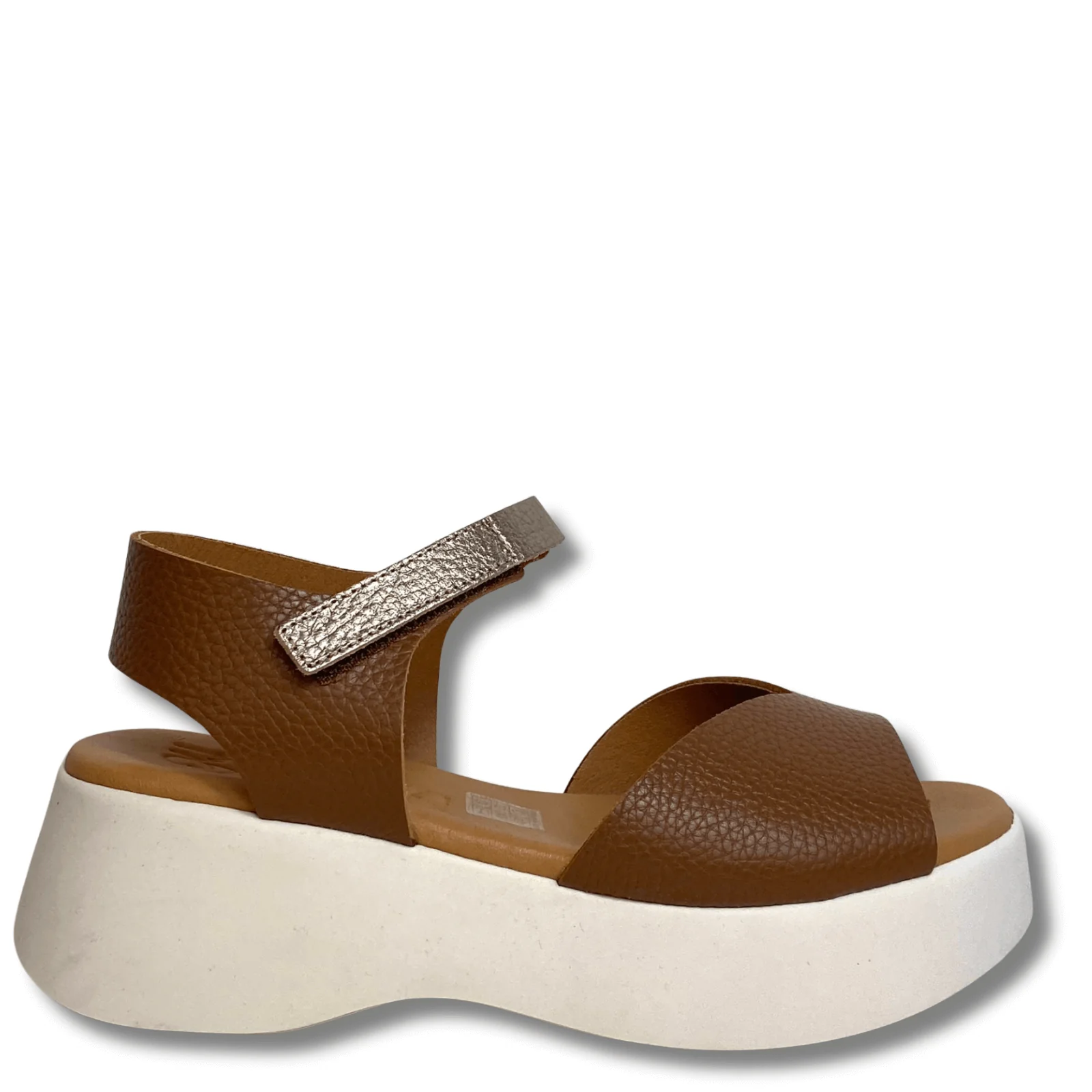 Oh My Sandals Tan Leather & Gold Ankle Strap Sandals