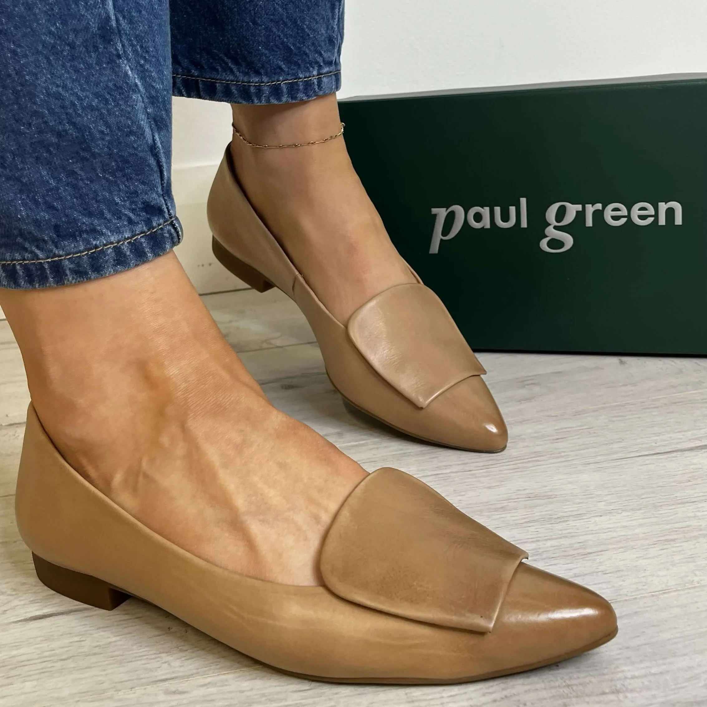 Paul Green Tan Leather Pointed Toe Pumps - Image 6