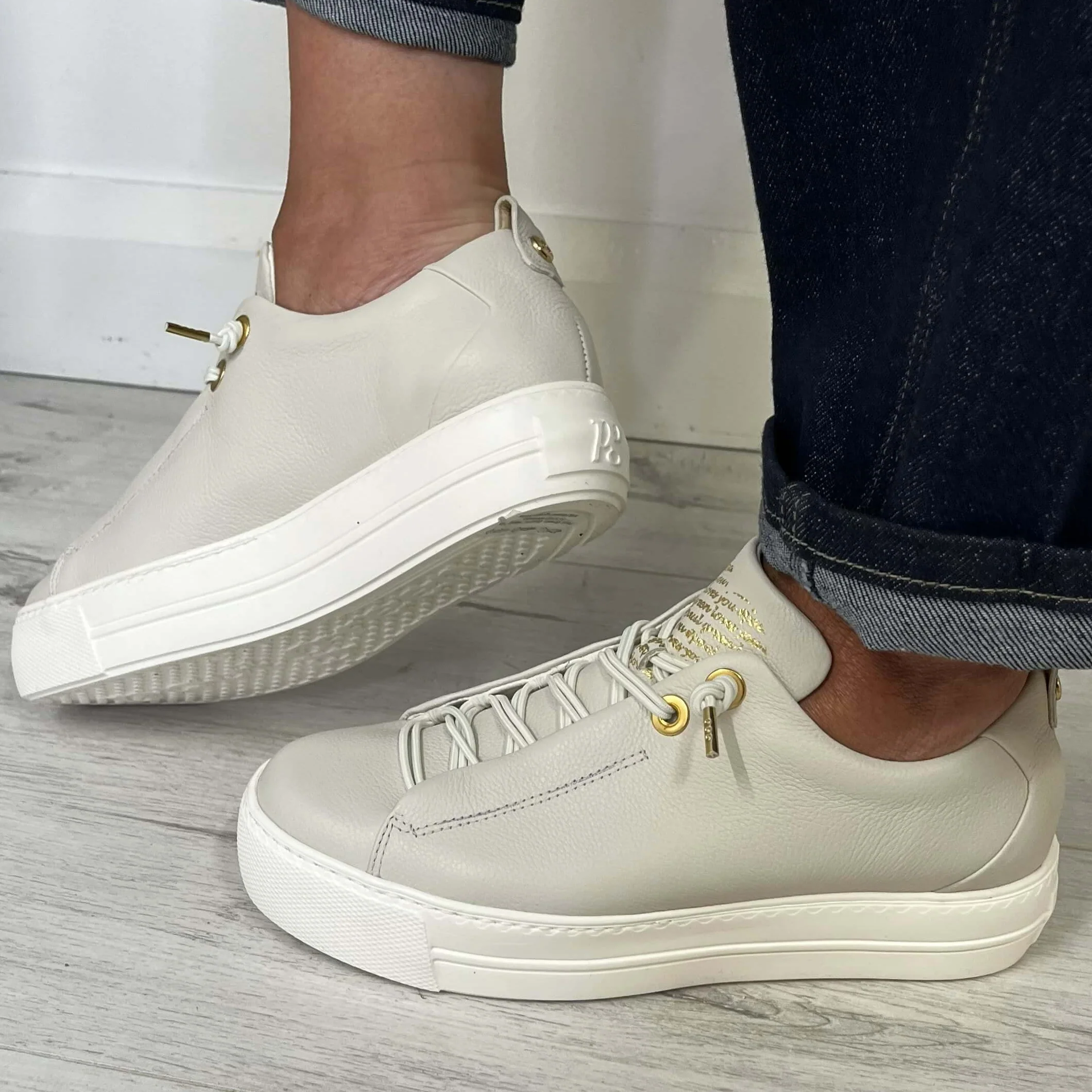 Paul Green Ivory Leather Elevated Sneakers - Image 6