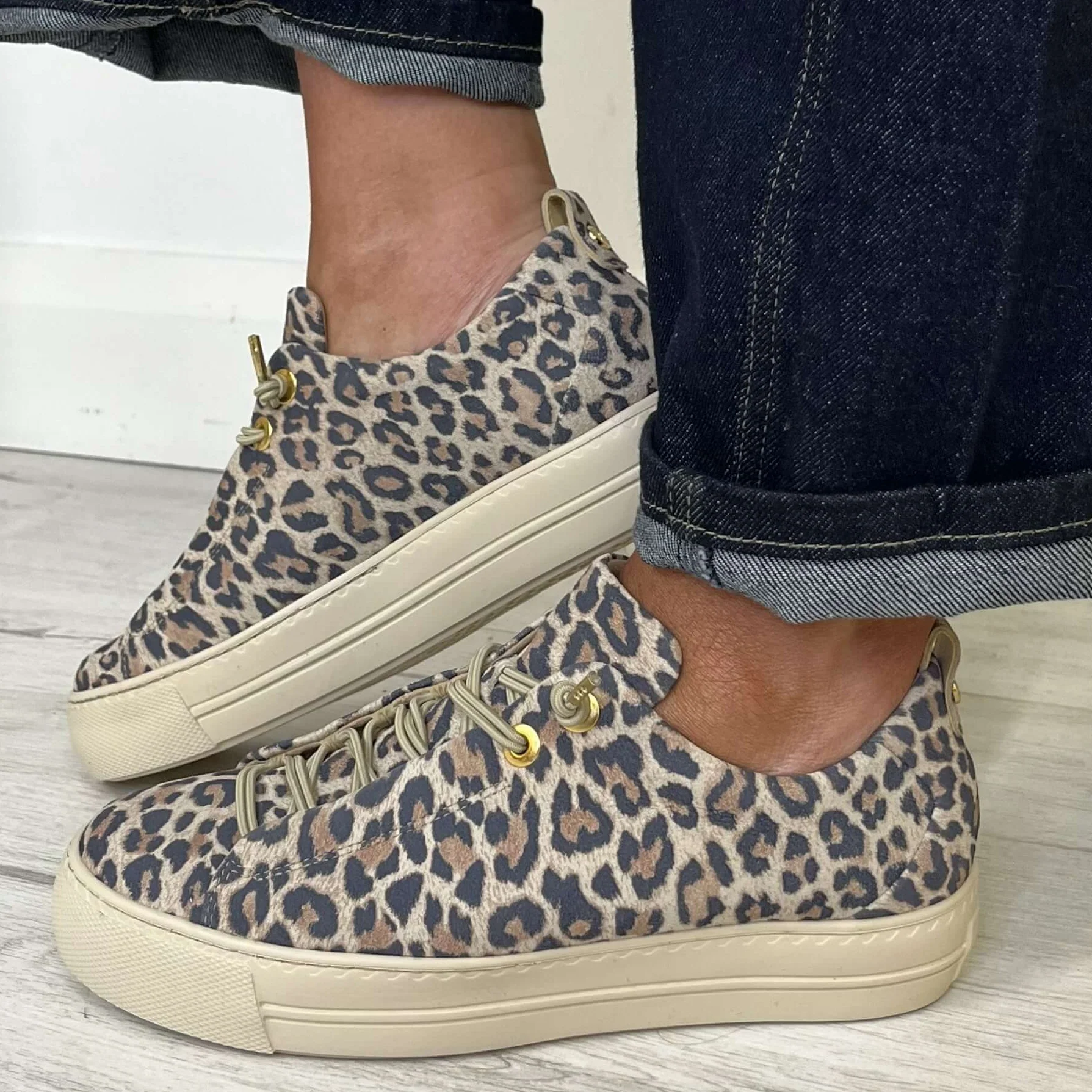 Paul Green Leopard Pattern Leather Elevated Sneakers - Image 5