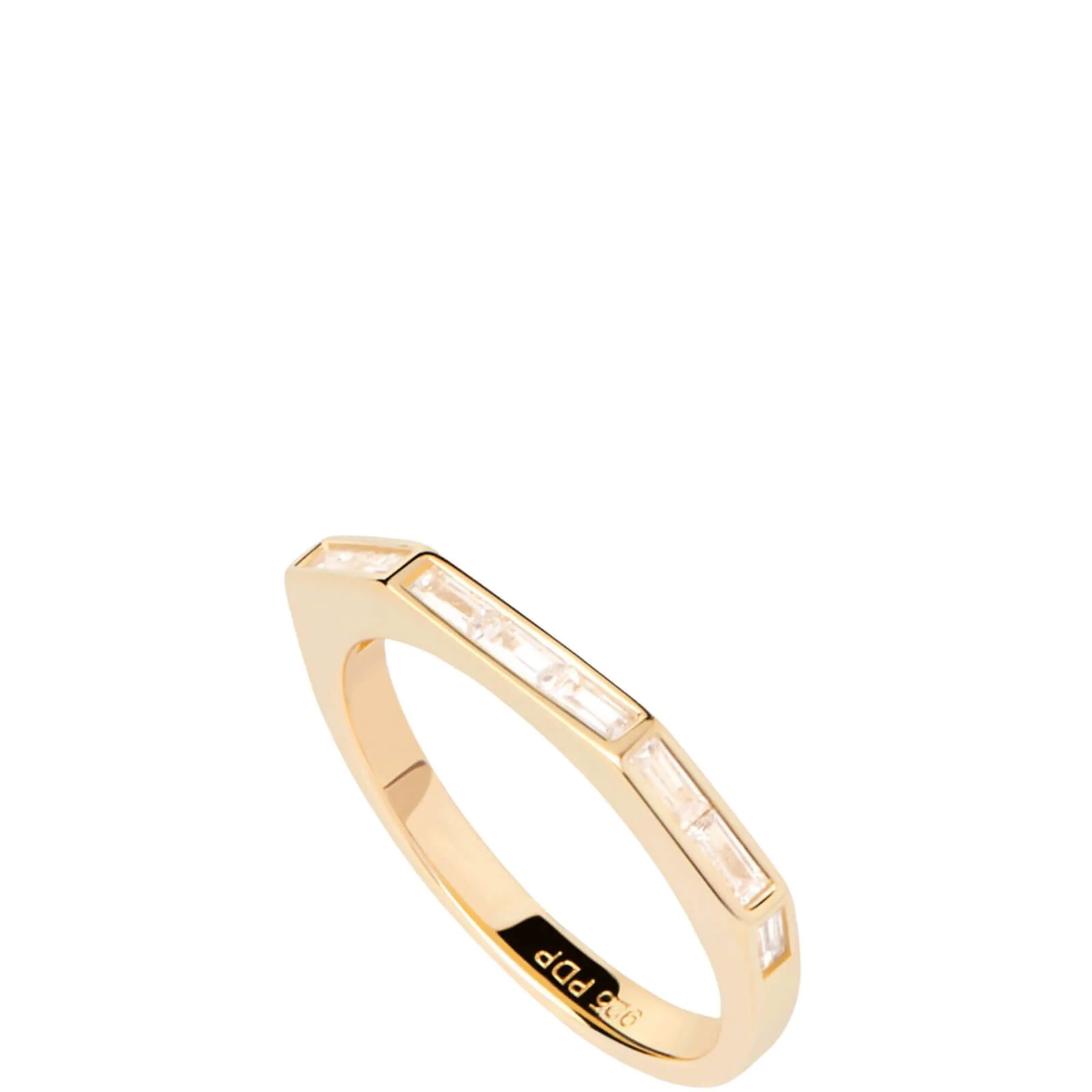 PDPAOLA Bari Gold Baguette Clear Crystal Ring