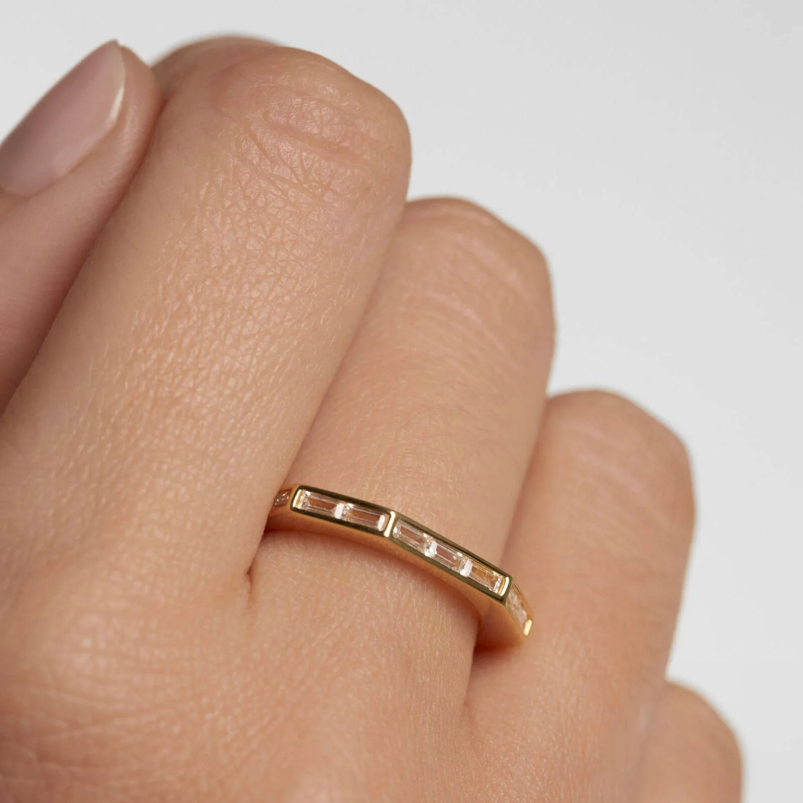 PDPAOLA Bari Gold Baguette Clear Crystal Ring - Image 2
