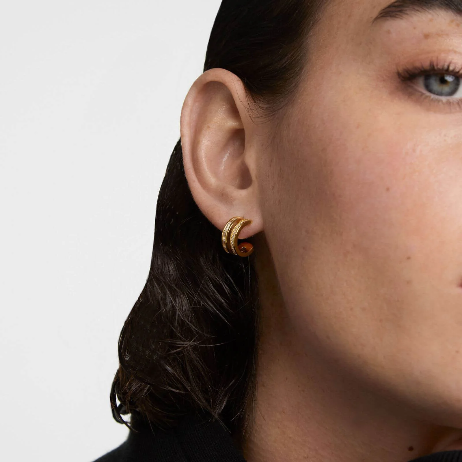 PDPAOLA Bianca Gold Double Hoop Earrings - Image 2
