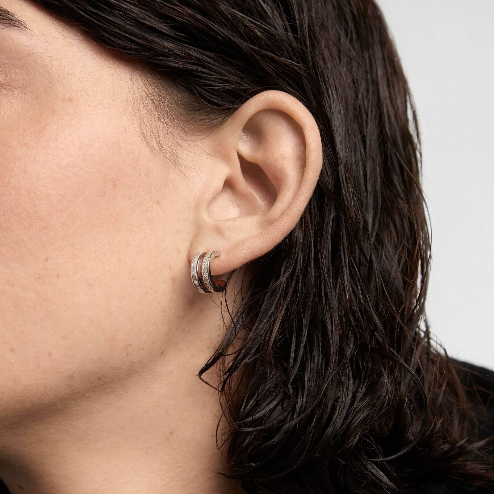PDPAOLA Bianca Silver Double Hoop Earrings - Image 2