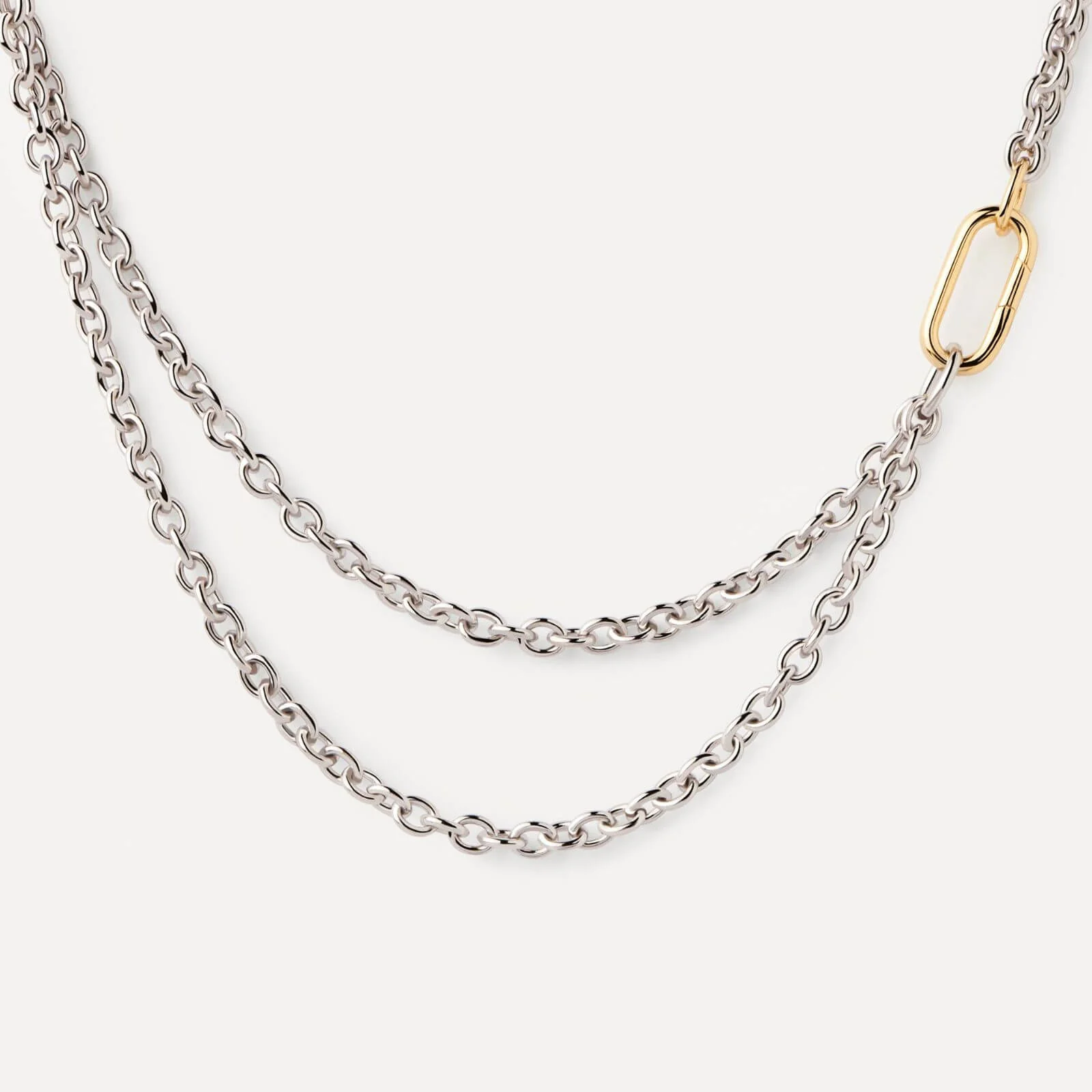 PDPAOLA Double Beat Two Tone Chain Necklace - Image 2