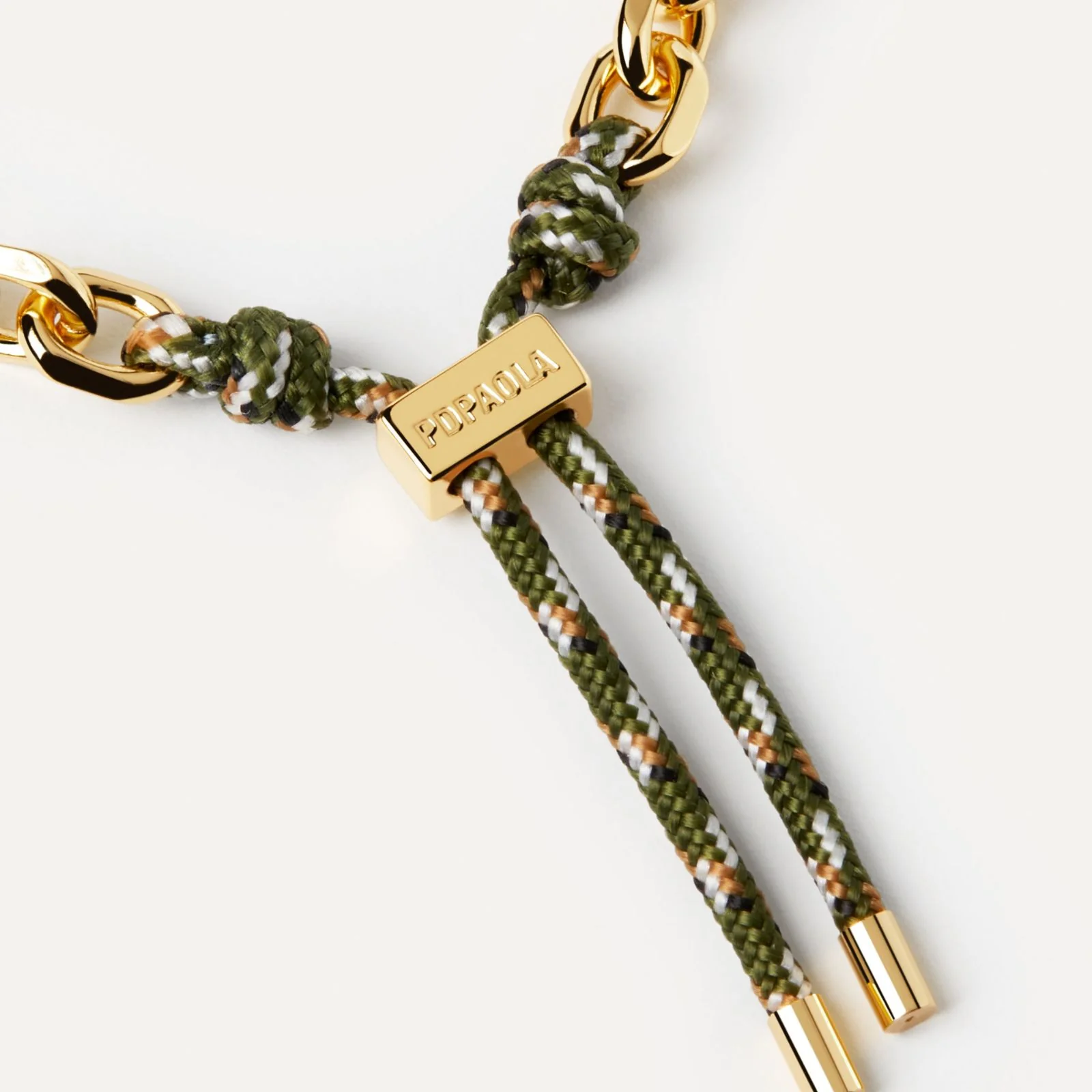 PDPAOLA Gold Cottage Essential Rope & Chain Bracelet - Green - Image 2