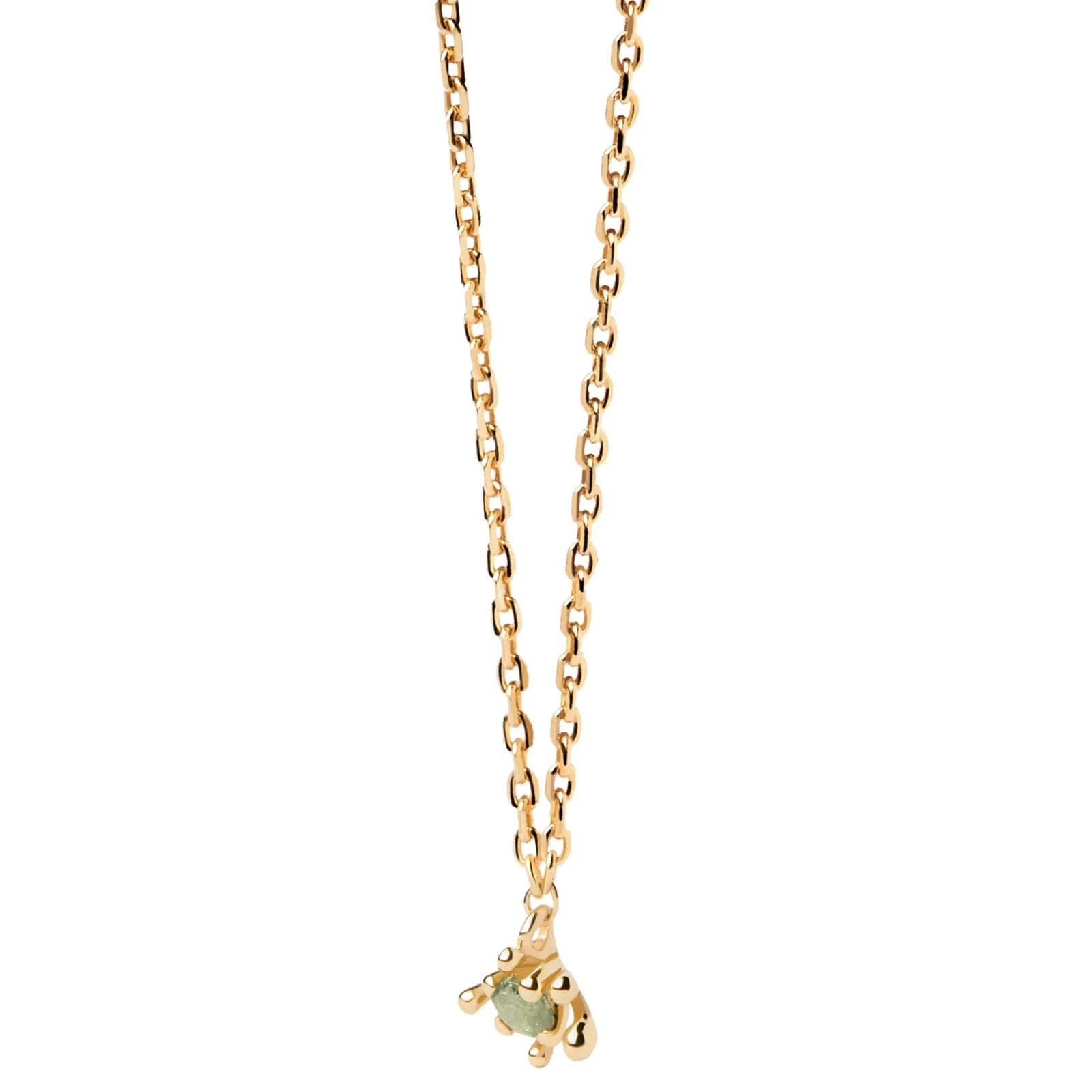 PDPAOLA Gold Fleur Green Necklace