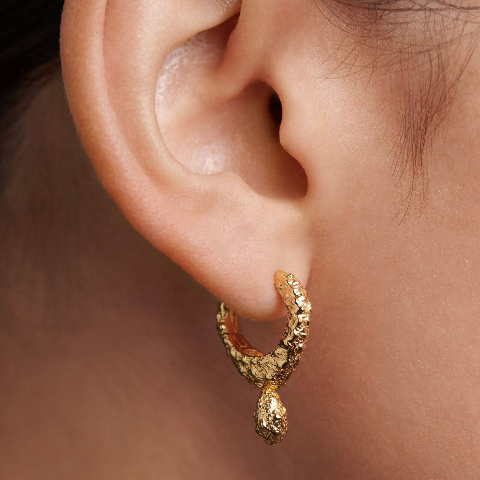 PDPAOLA Gold Lava Textured Hoop Earrings - Image 2