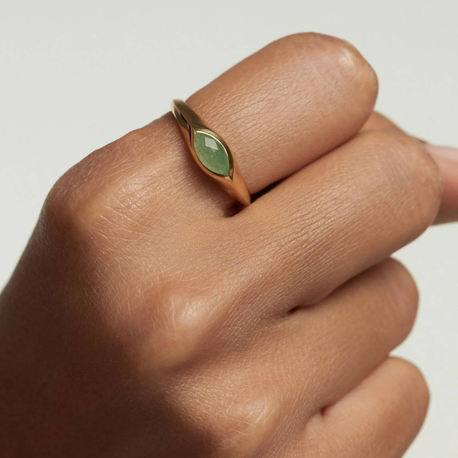 PDPAOLA Gold Nomad Green Aventurine Ring - Image 2