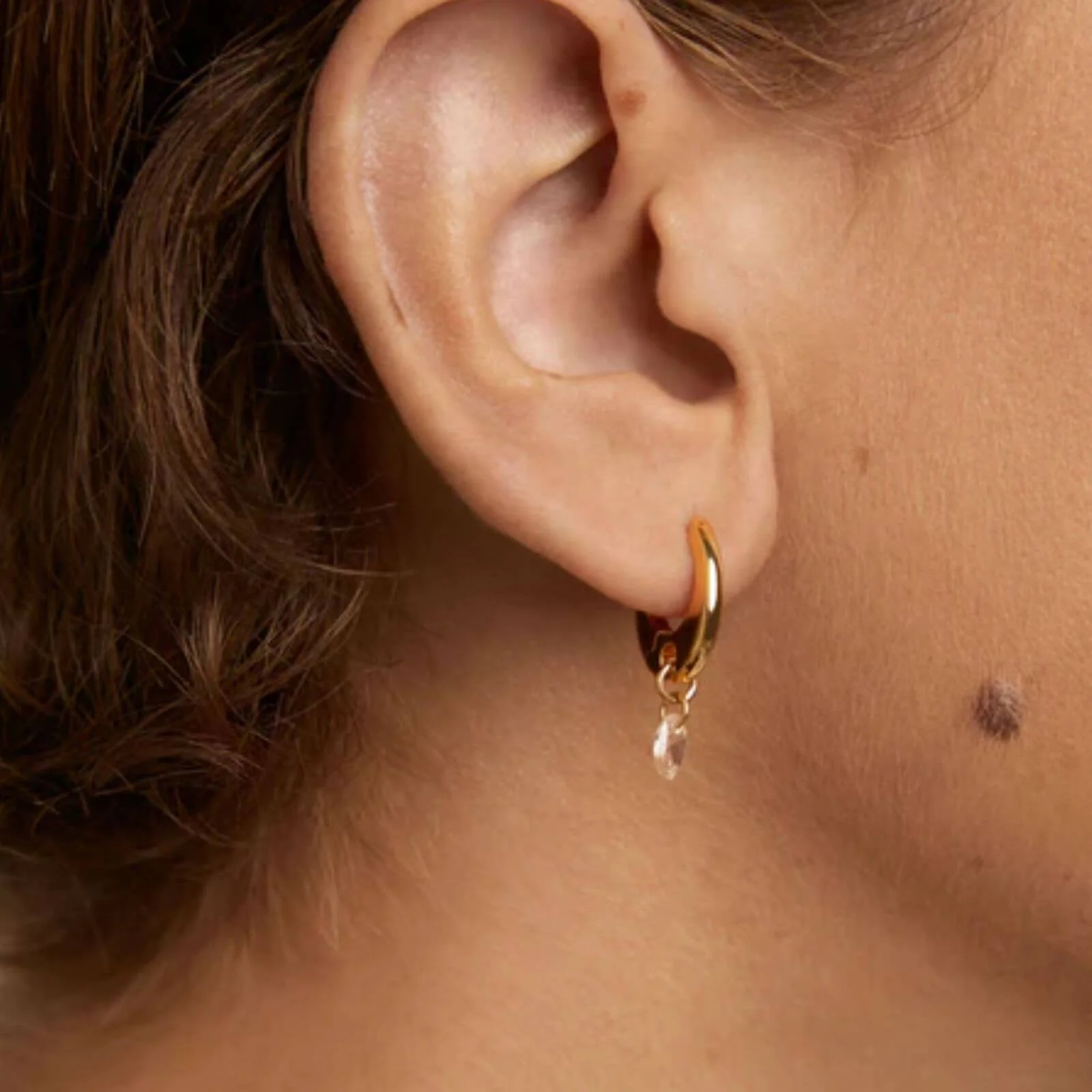PDPAOLA Gold Peach Lily Hoop Earrings - Image 2