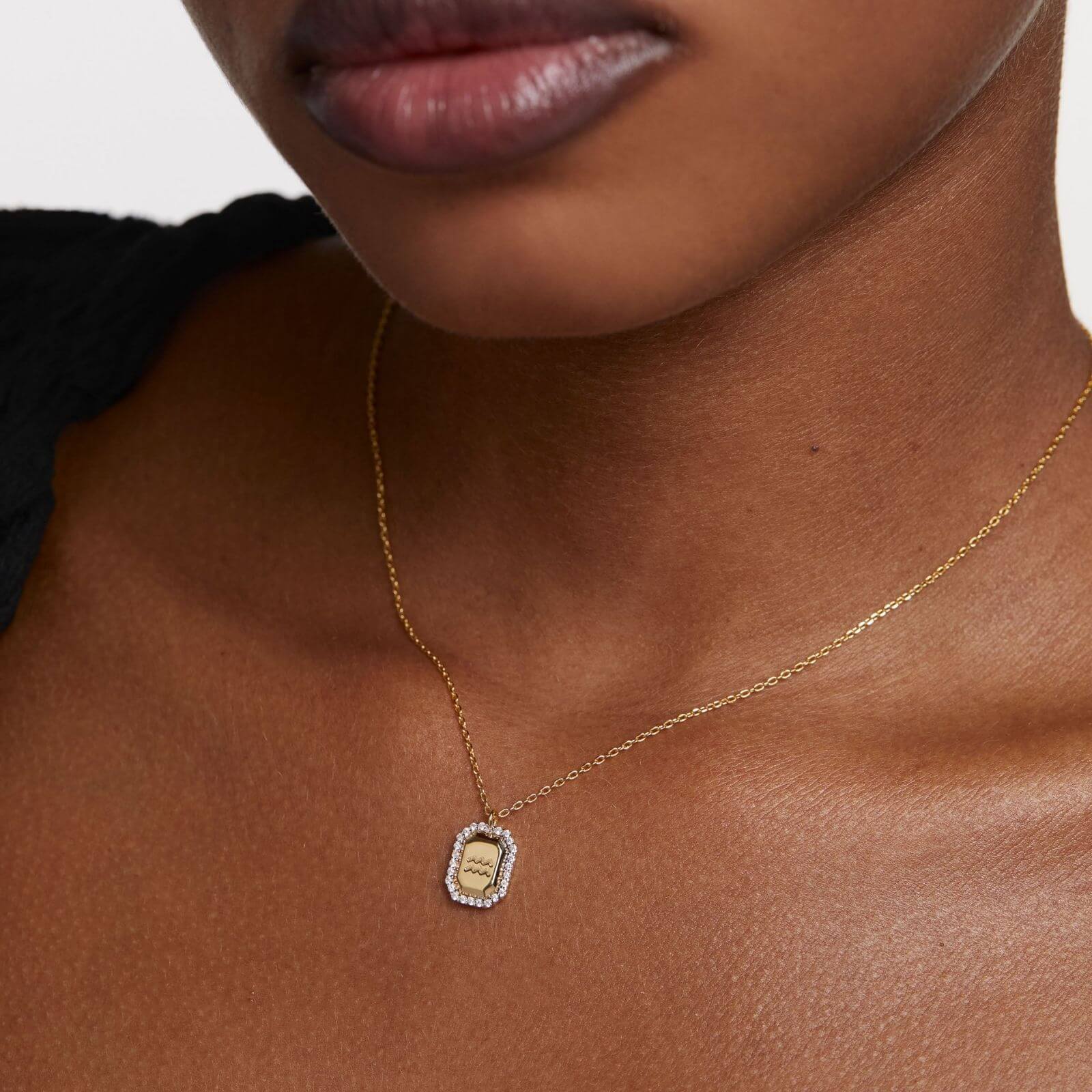 PDPAOLA Gold Zodiac Aquarius Necklace - Image 2