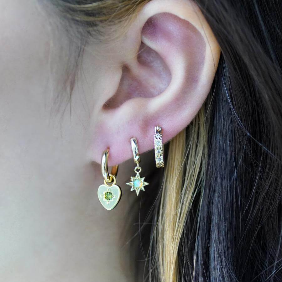 Peridot Heart Charm Earrings - Rose Gold - Image 3