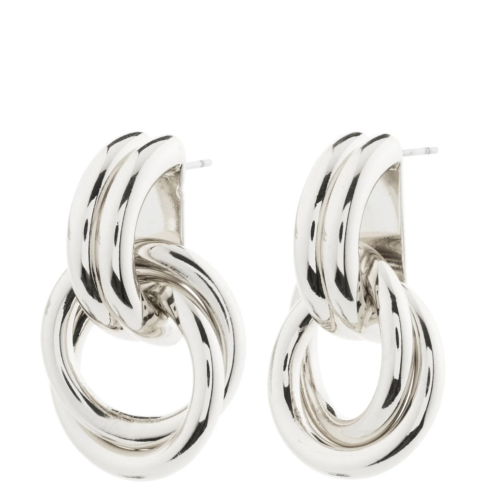 Pilgrim Agni Silver Large Entwined Rings Stud Earrings