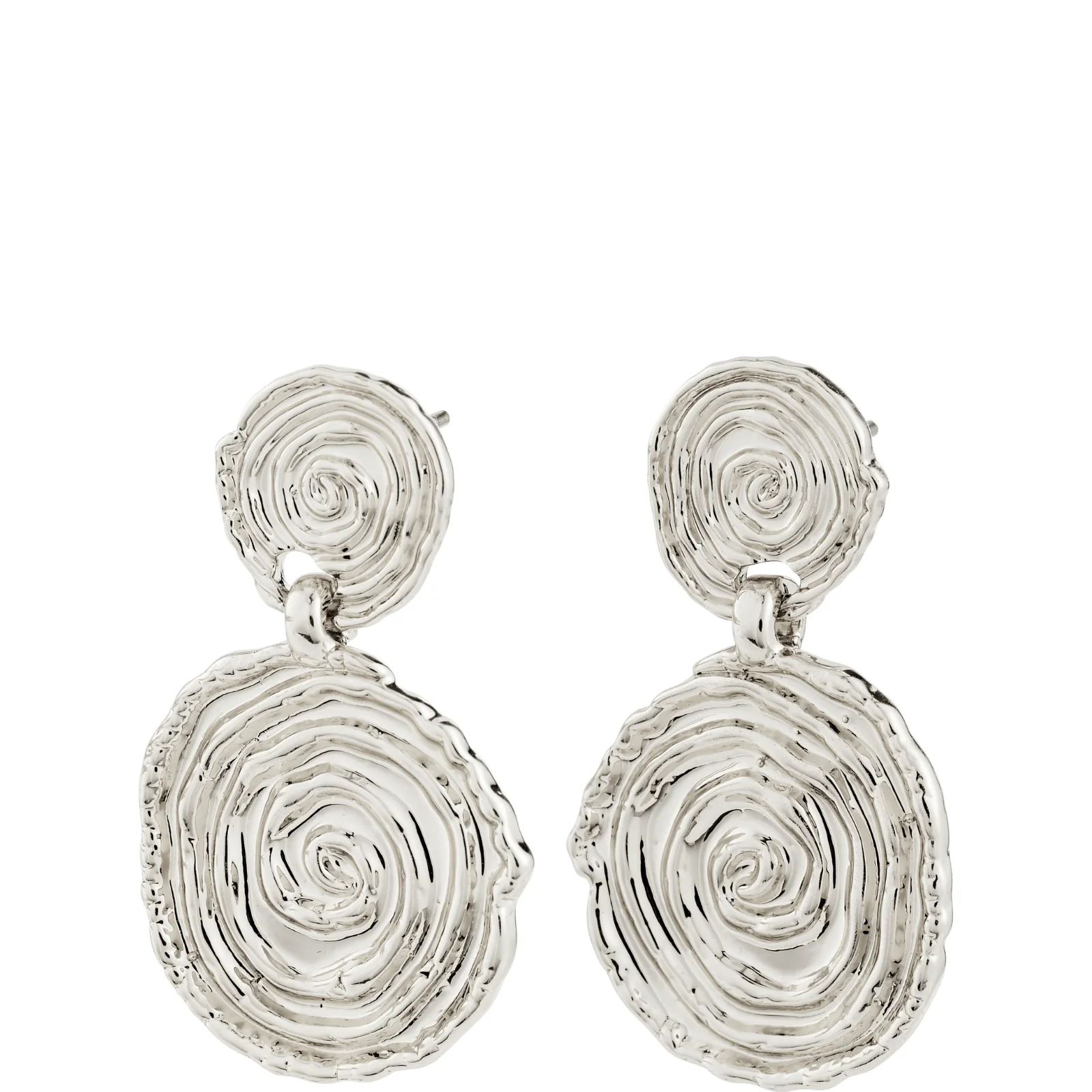 Pilgrim Air Silver Disc Drop Earrings
