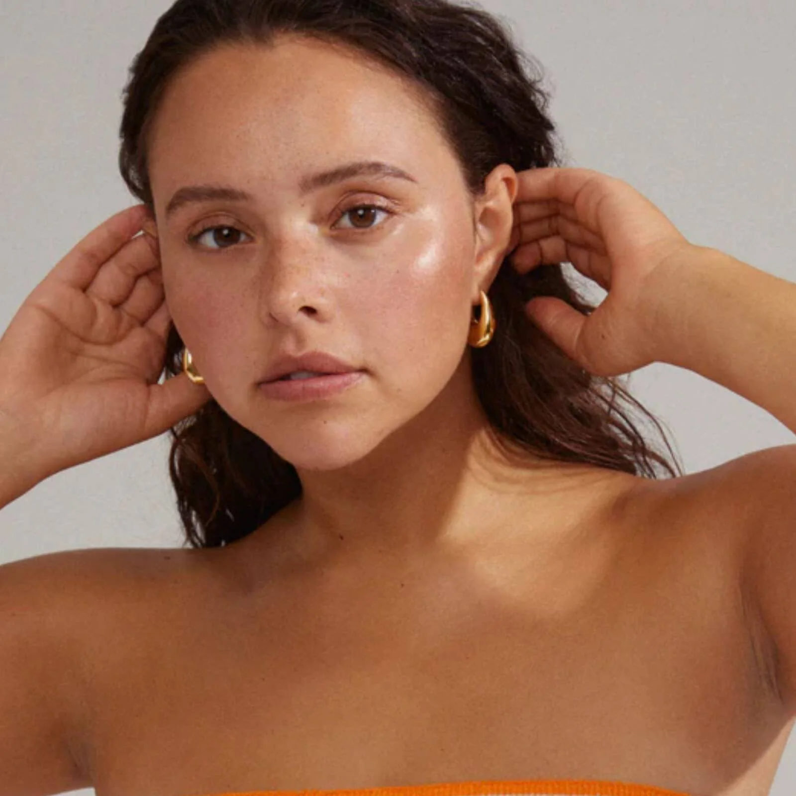 Pilgrim Autumn Gold Chunky Retro Hoop Earrings - Image 2