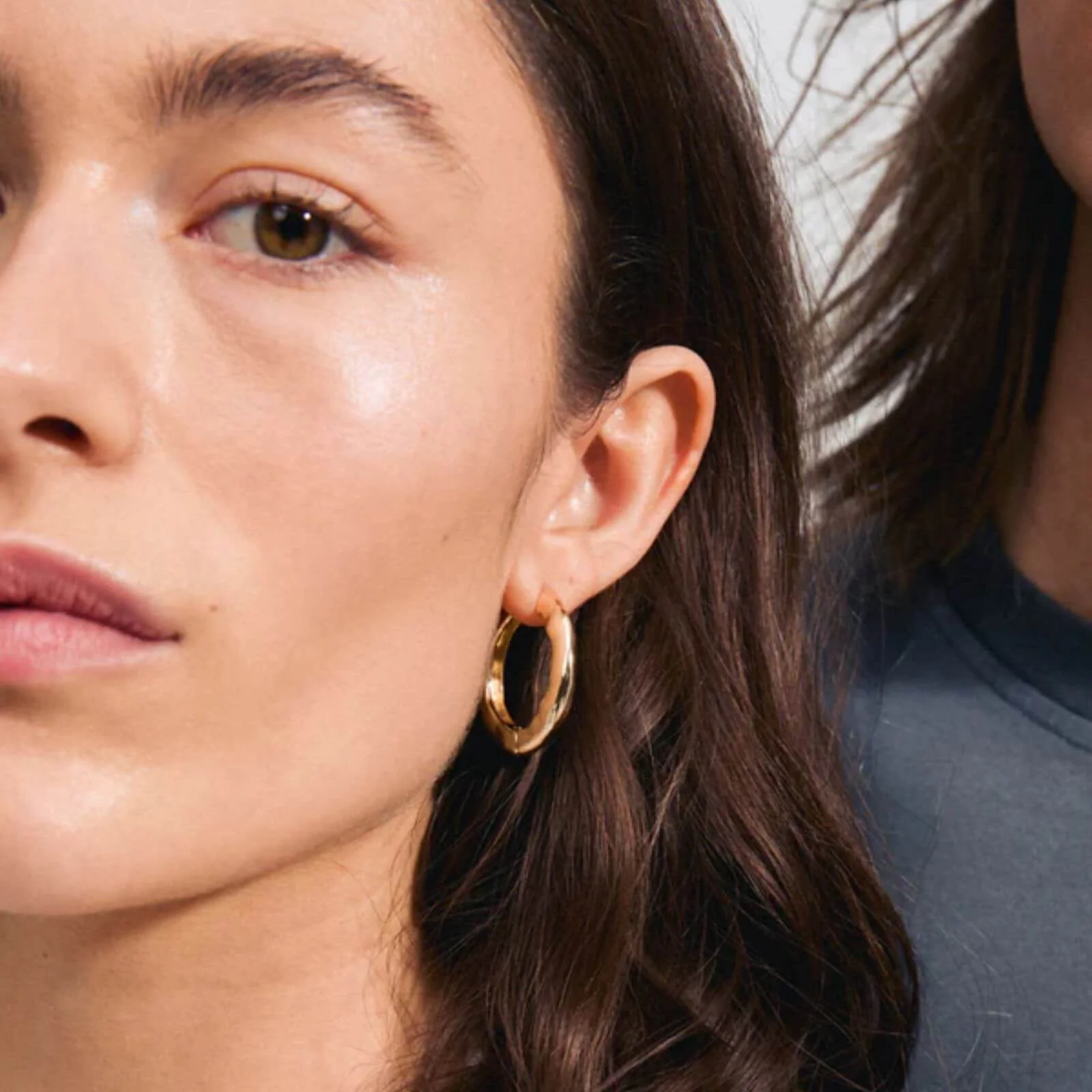 Pilgrim Believe Gold Textured Hoop Earrings - Image 2