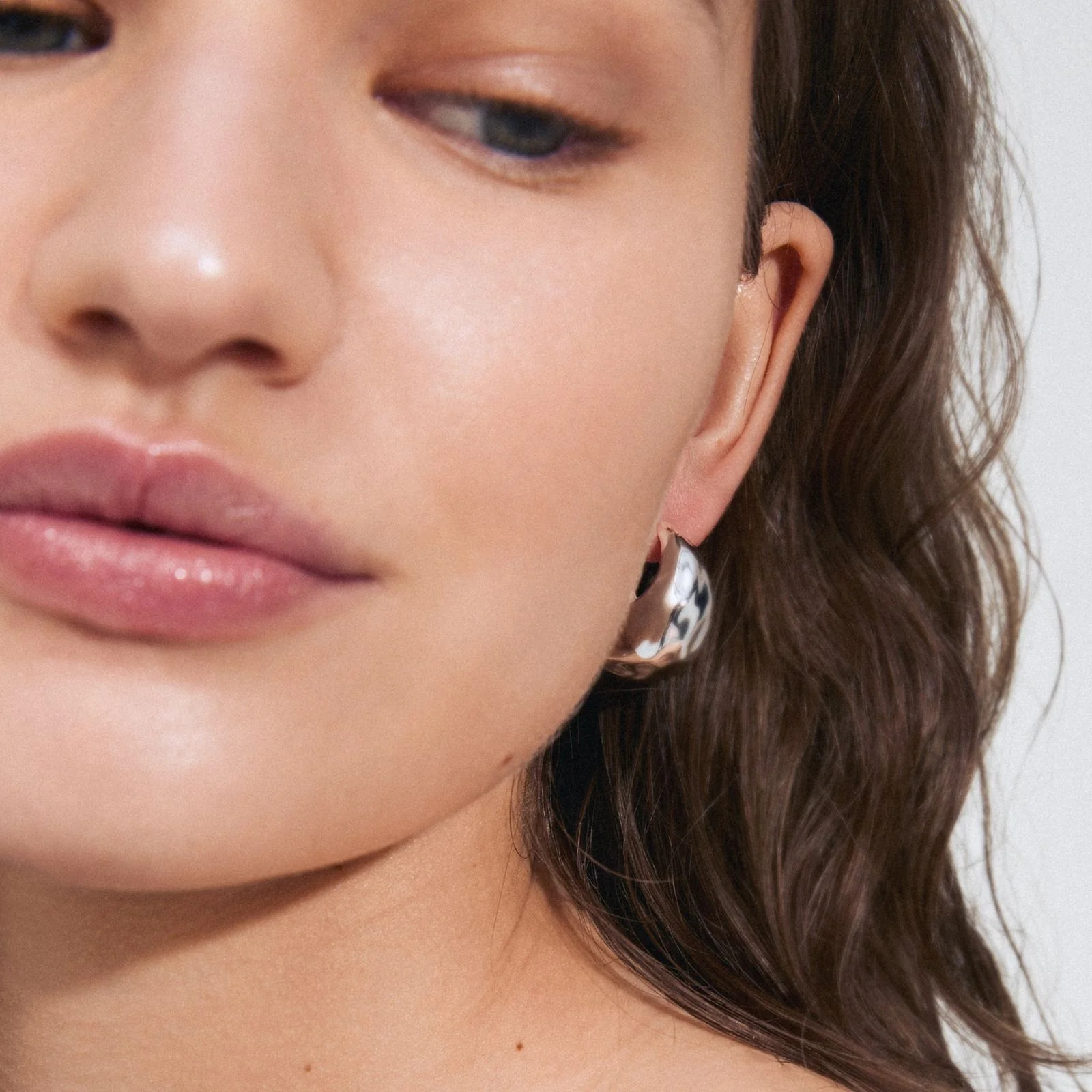 Pilgrim Believe Silver Textured Chunky Hoop Earrings - Image 2