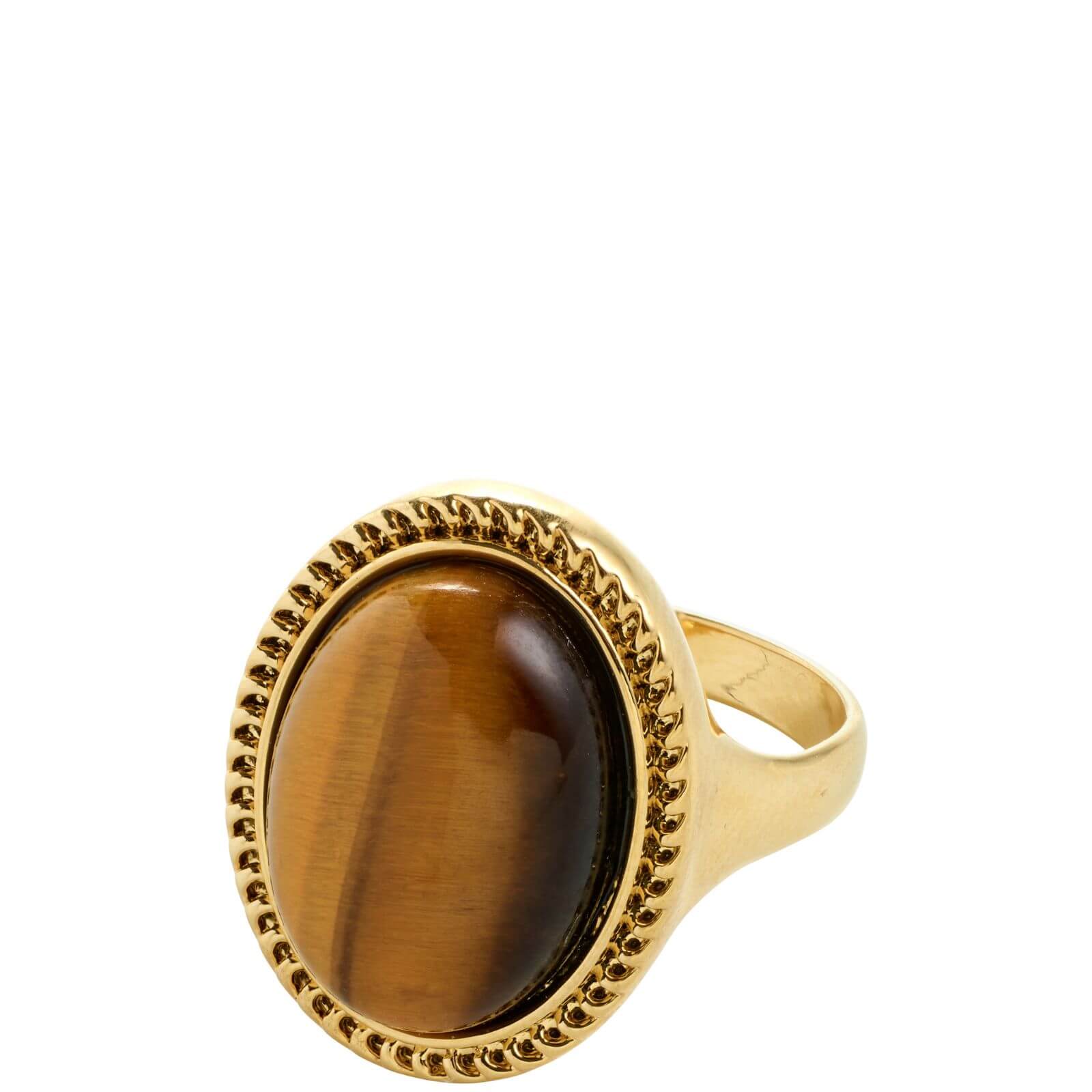 Pilgrim Between Gold Large Oval Tiger Eye Ring