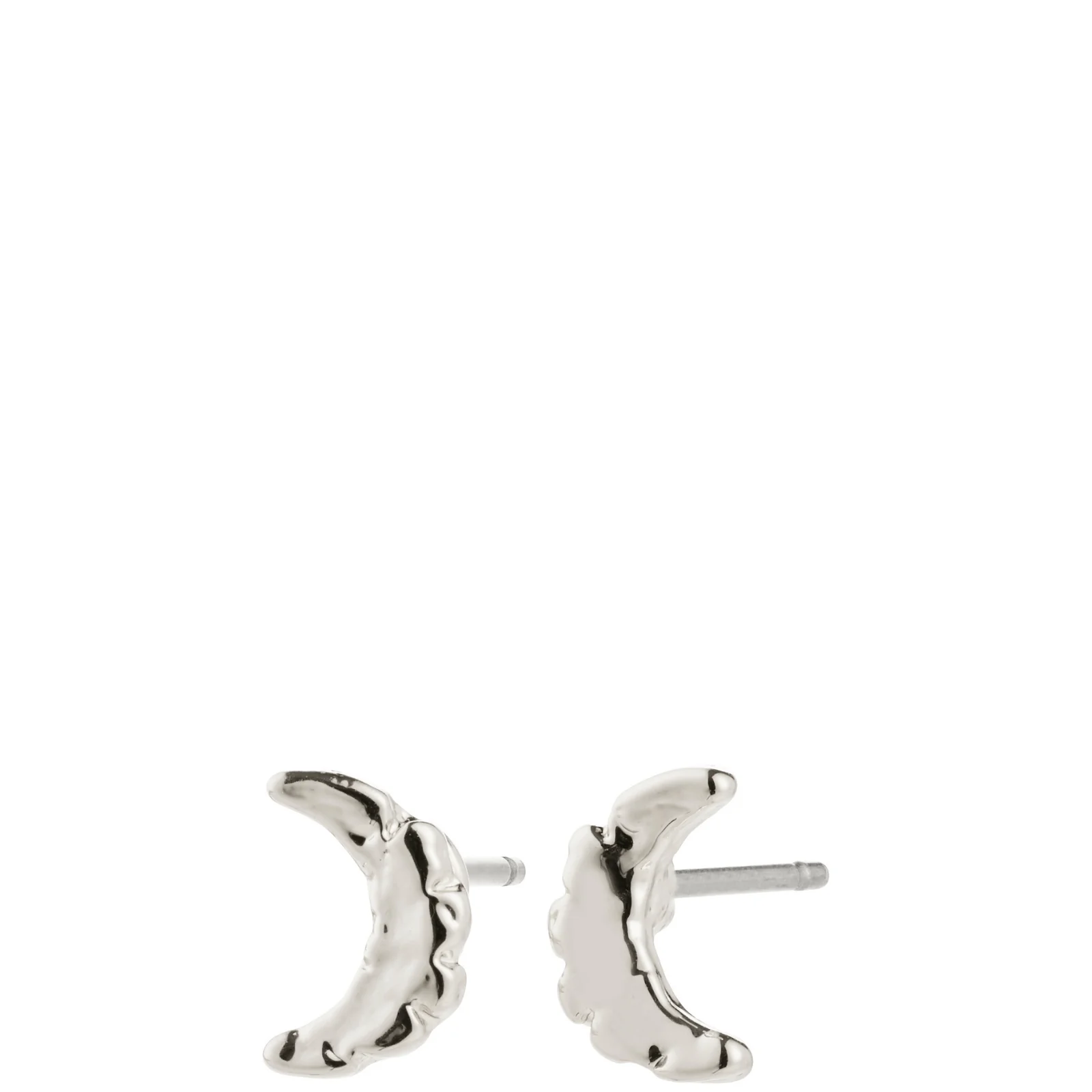 Pilgrim Between Silver Small Moon Stud Earrings