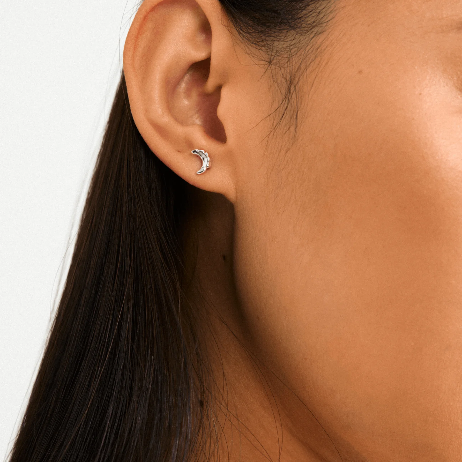 Pilgrim Between Silver Small Moon Stud Earrings - Image 2