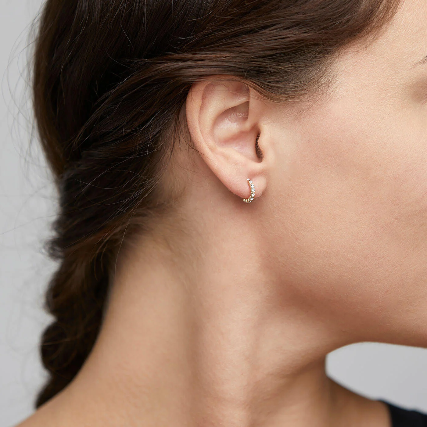 Pilgrim Brigitte Gold Mini Hoop Earrings - Clear - Image 2
