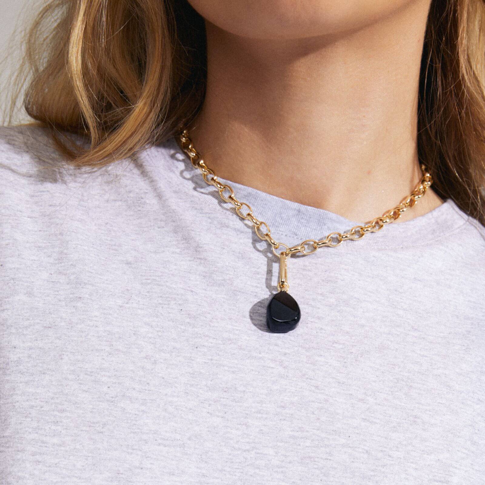 Pilgrim Charm Gold Black Agate Pendant - Image 2