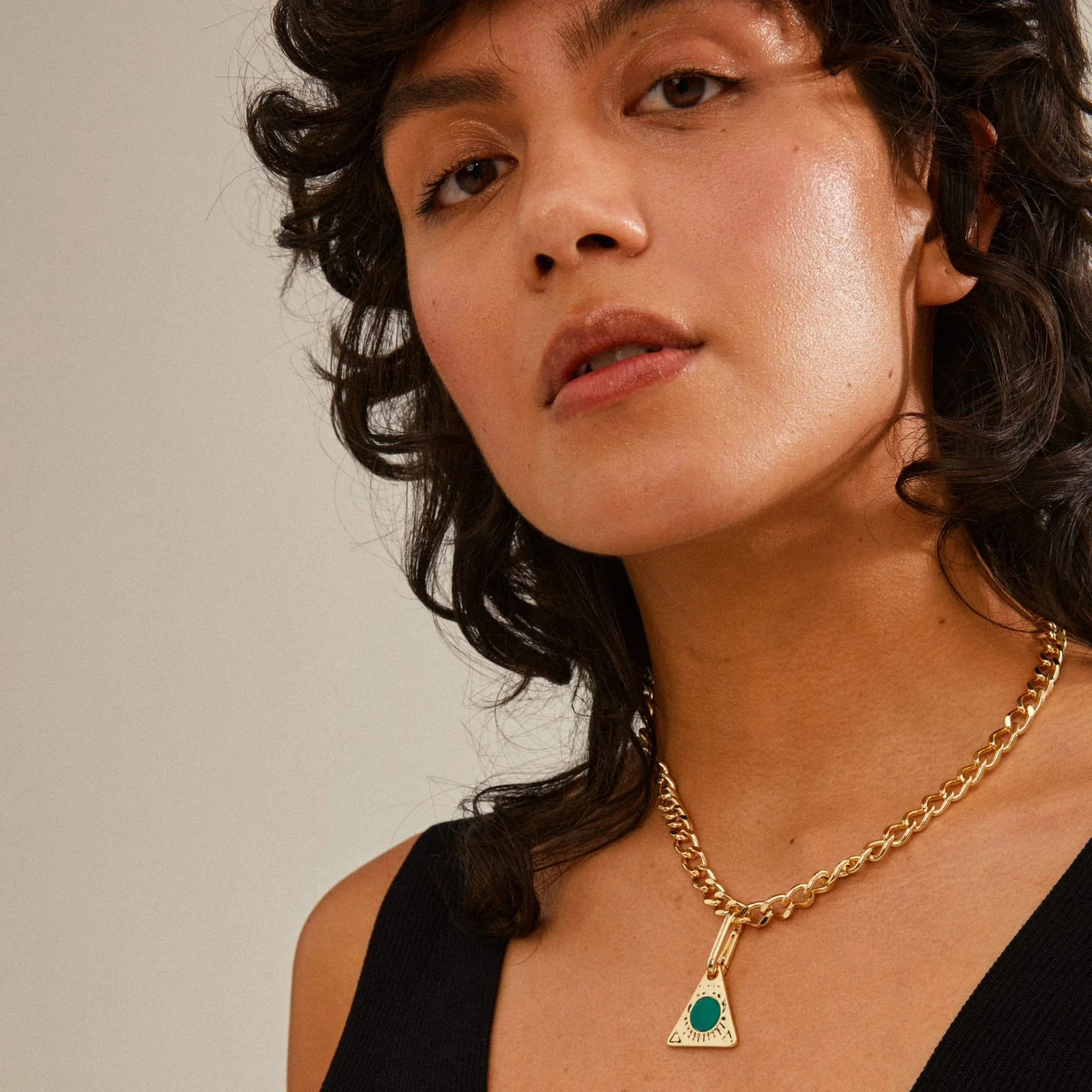 Pilgrim Charm Gold Triangle Pendant - Image 2