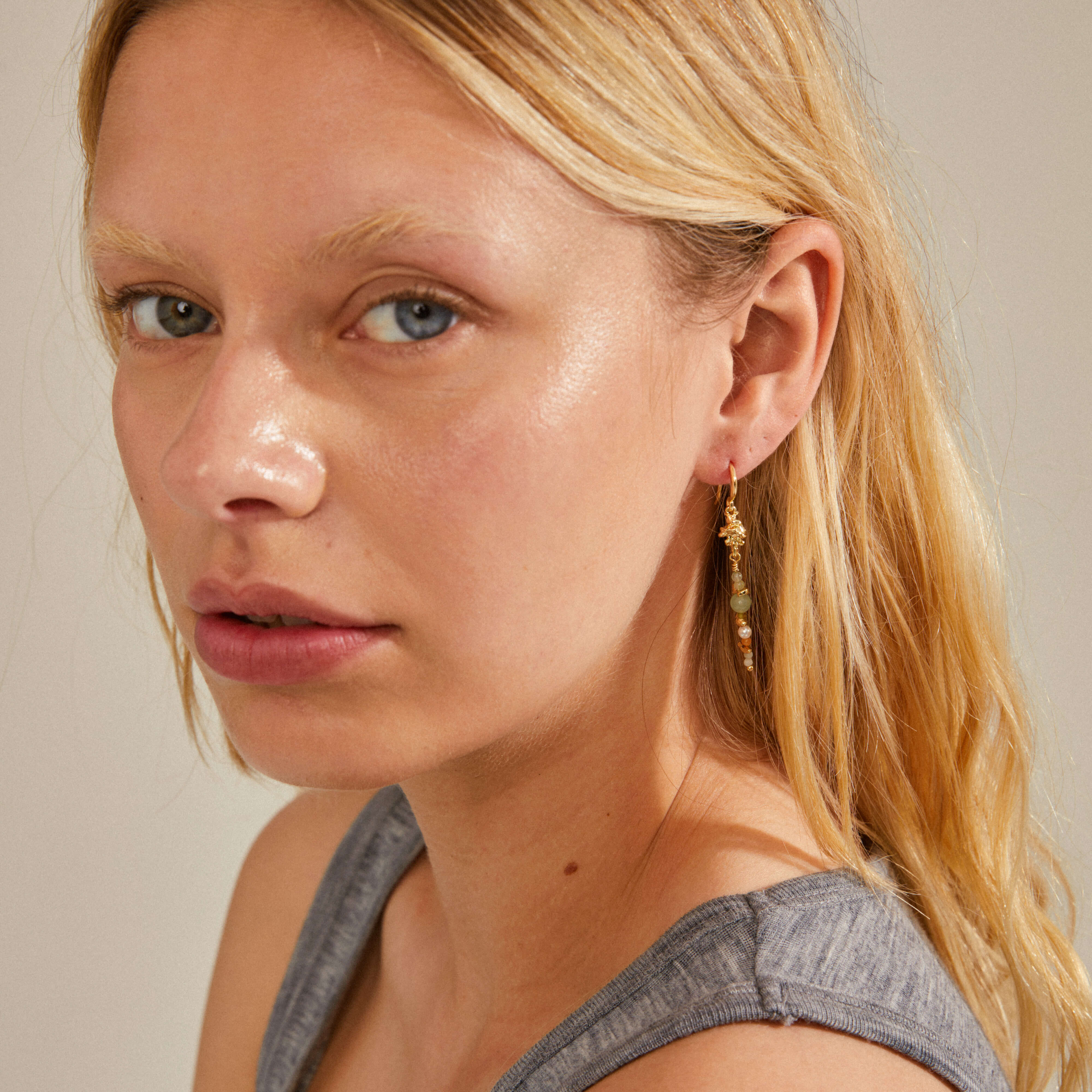 Pilgrim Cloud Gold Semi Precious Drop Earrings - Image 2