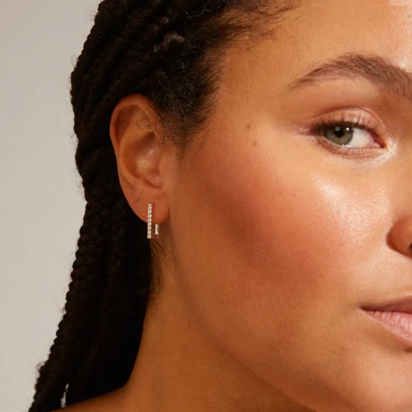Pilgrim Coby Silver Crystal Square Hoop Earrings - Image 3