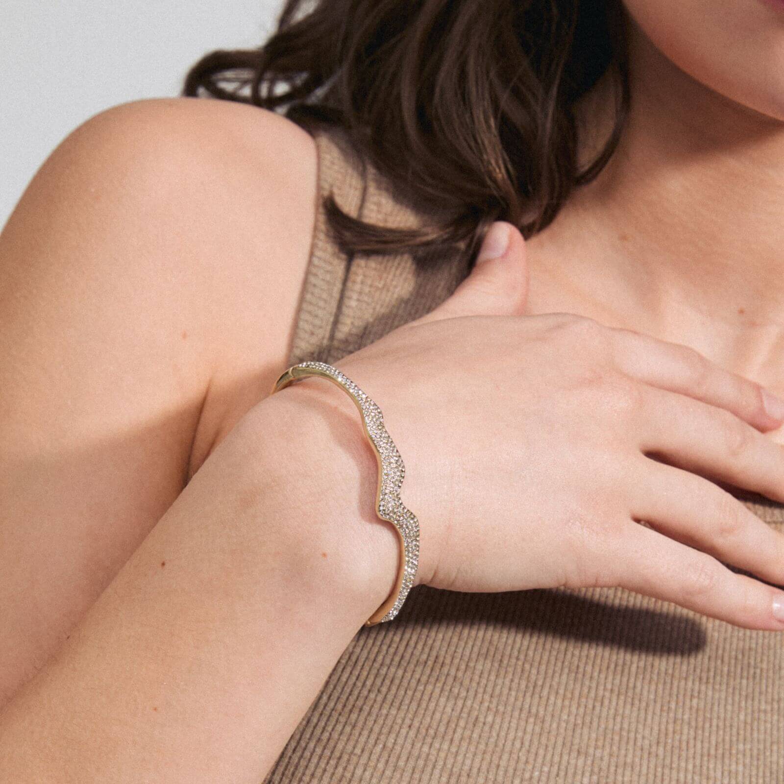 Pilgrim Connect Crystal Gold Bangle - Image 2