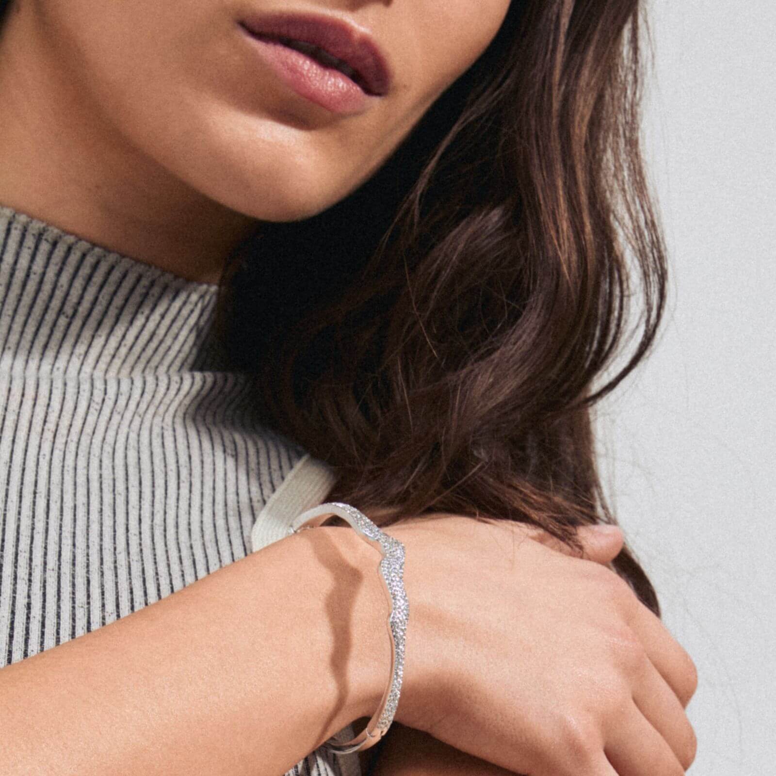 Pilgrim Connect Crystal Silver Bangle - Image 2
