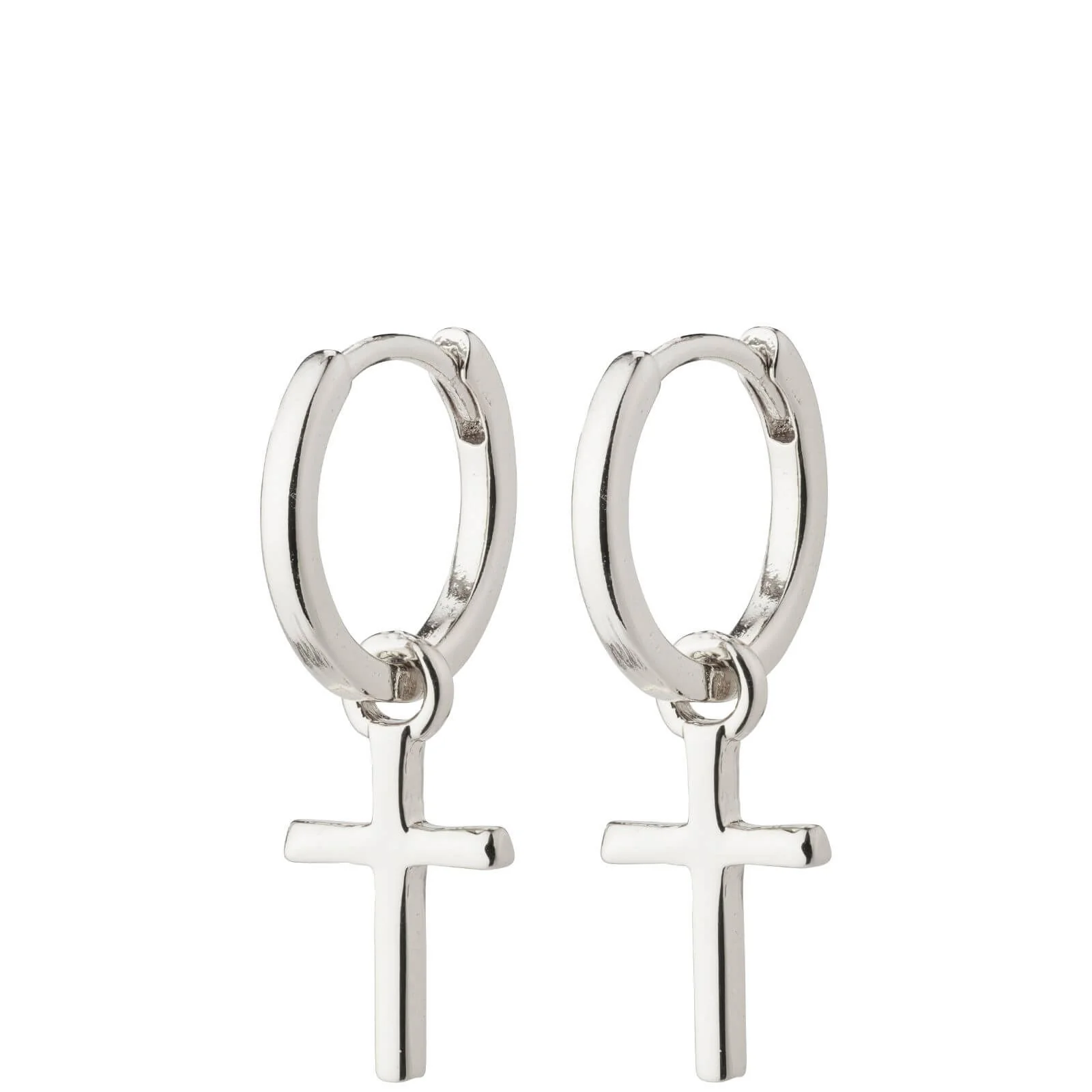 Pilgrim Daisy Silver Cross Hoop Earrings