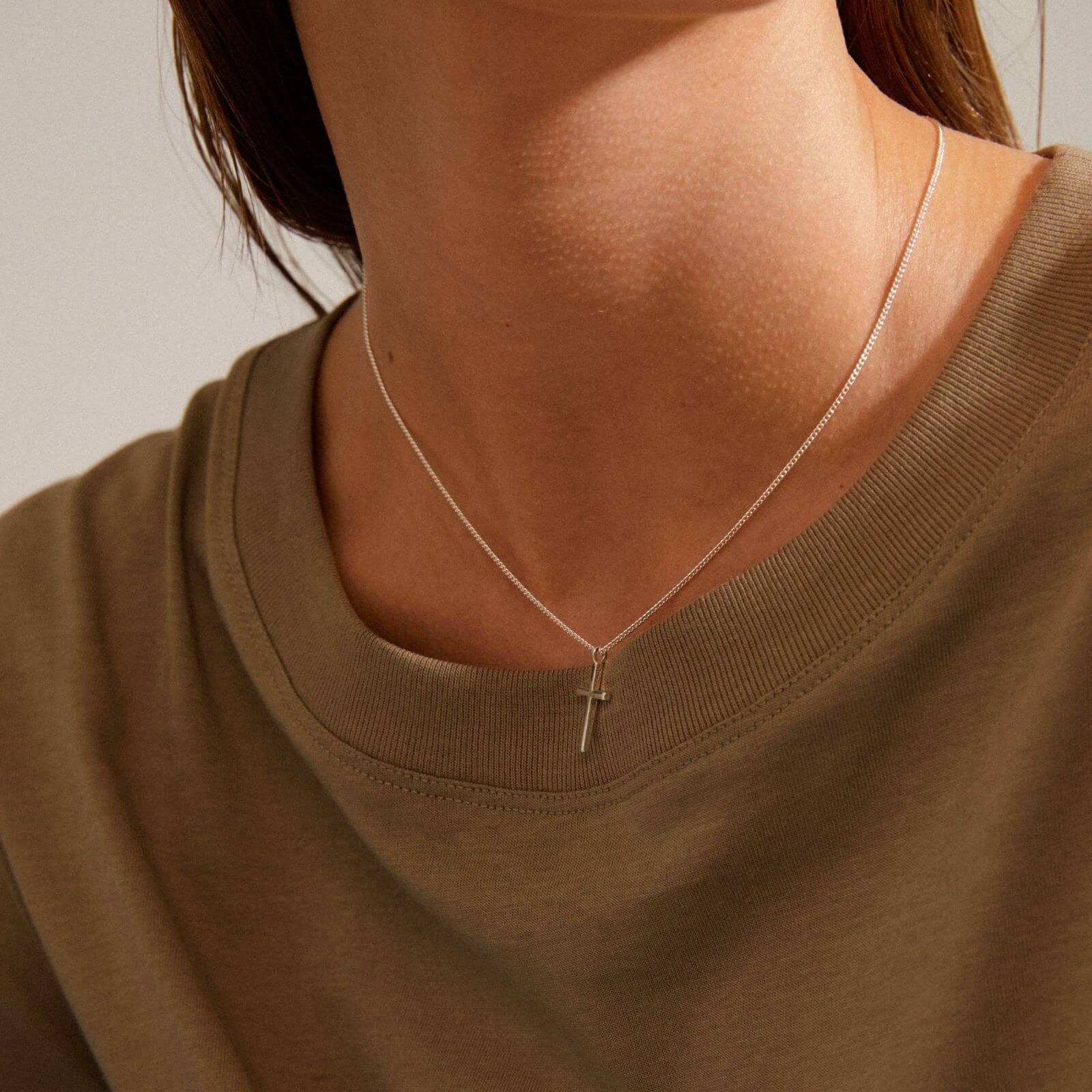 Pilgrim Daisy Silver Simple Cross Necklace - Image 2