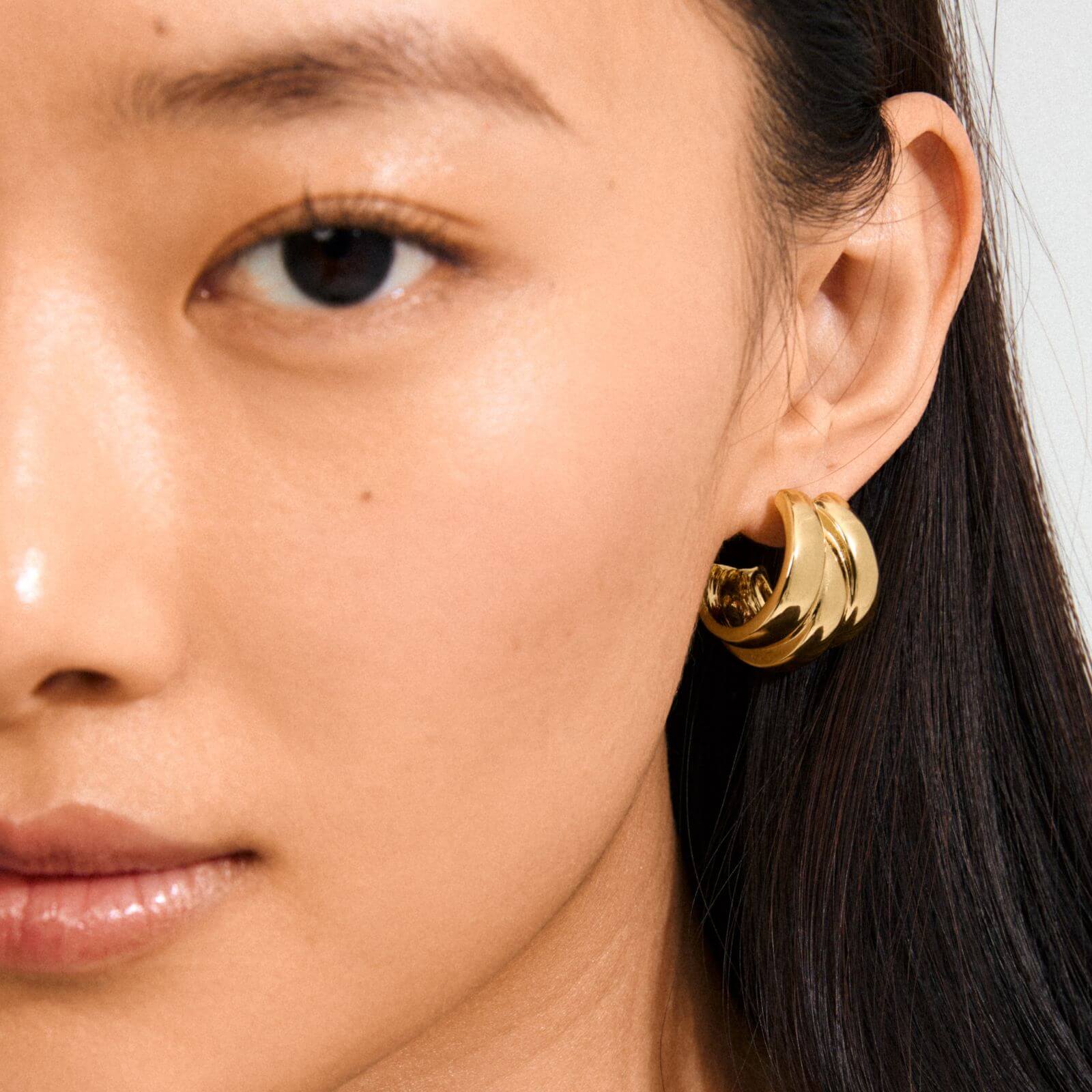 Pilgrim Damia Gold Extra Chunky Hoop Earrings - Image 2
